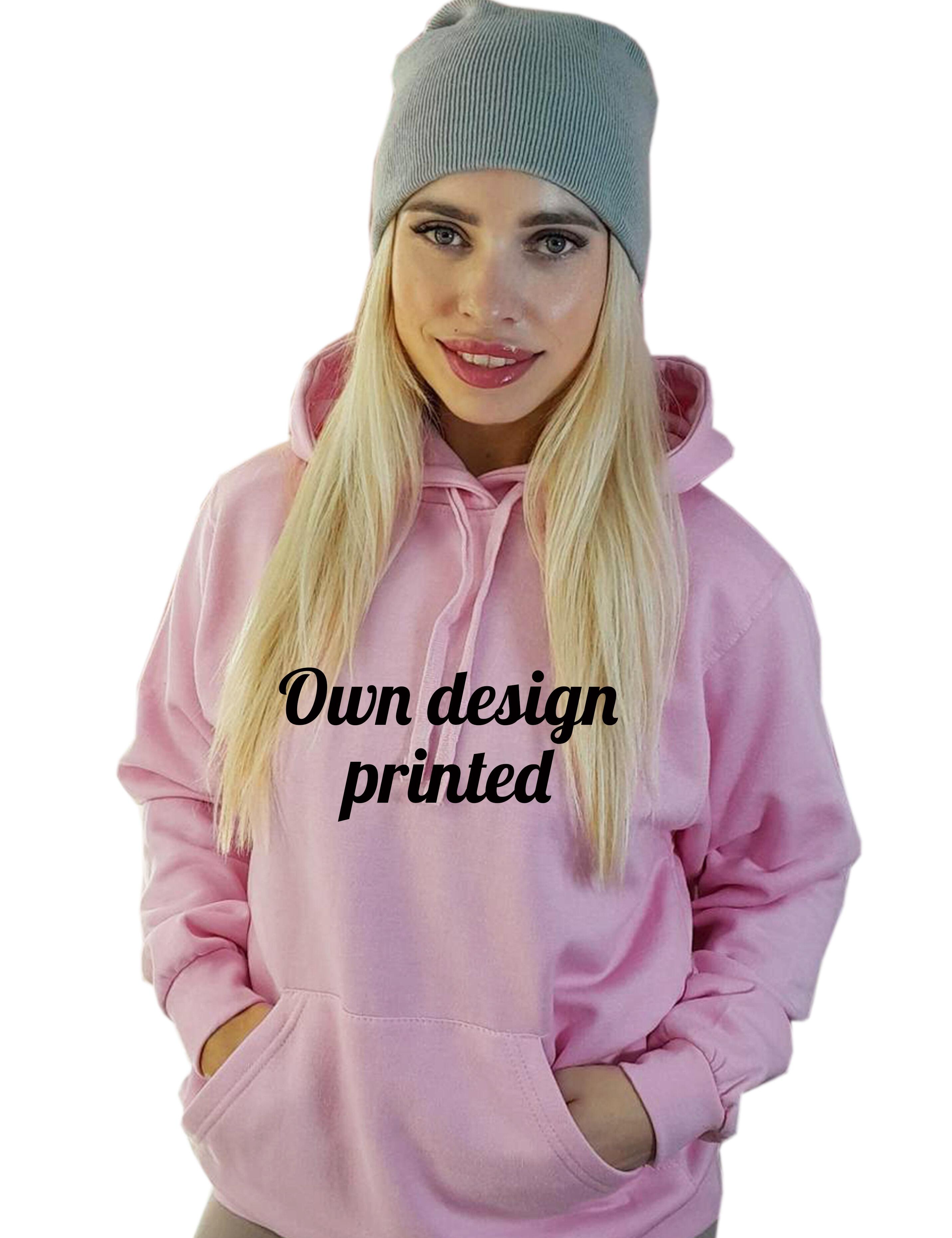 Personalised Unisex Hoodie Baby Pink with print