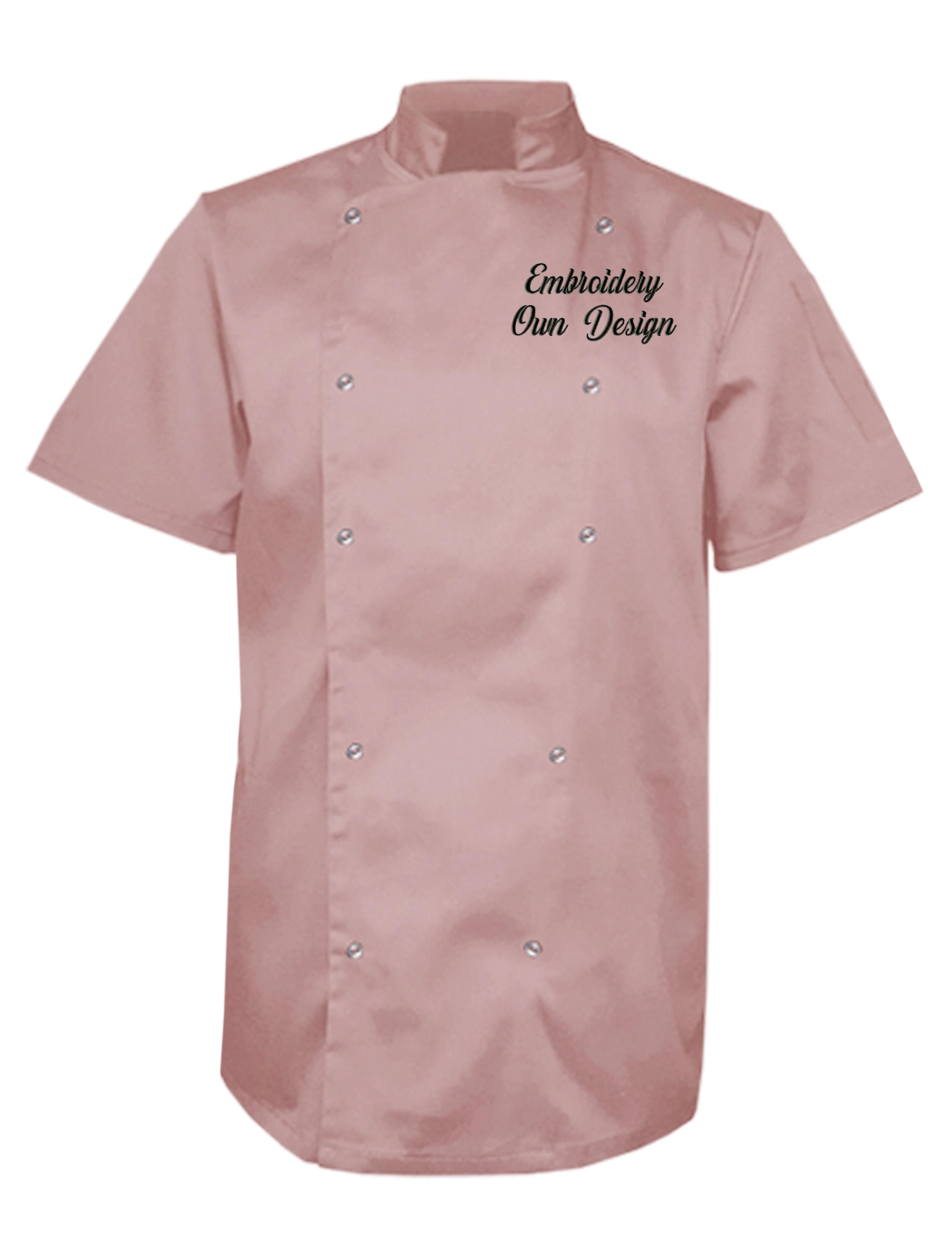 Personalised Embroidered Plus Size Short Sleeve Chef's Jacket Powder