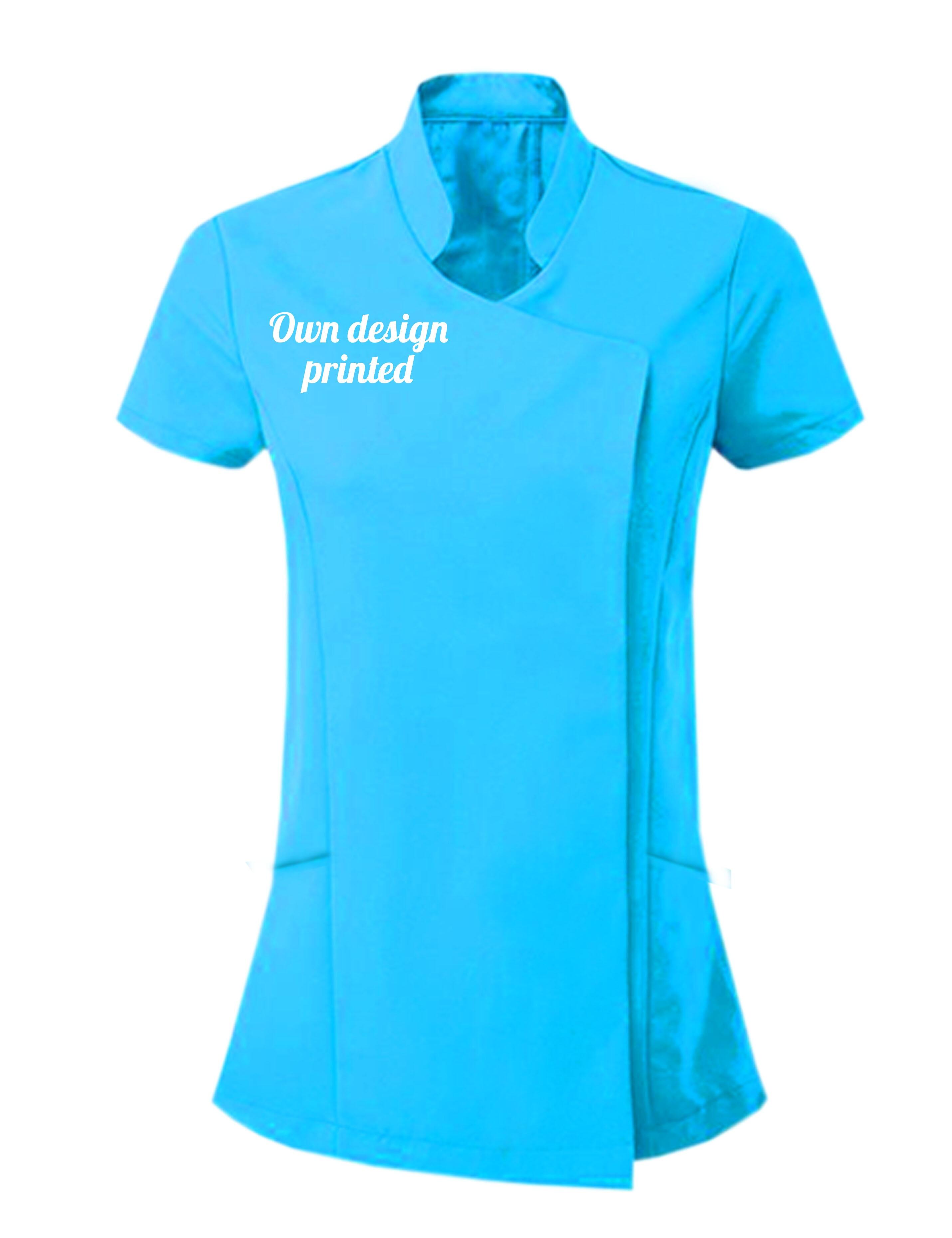 Personalised Women's Short Sleeve Beauty Tunic with print turquoise