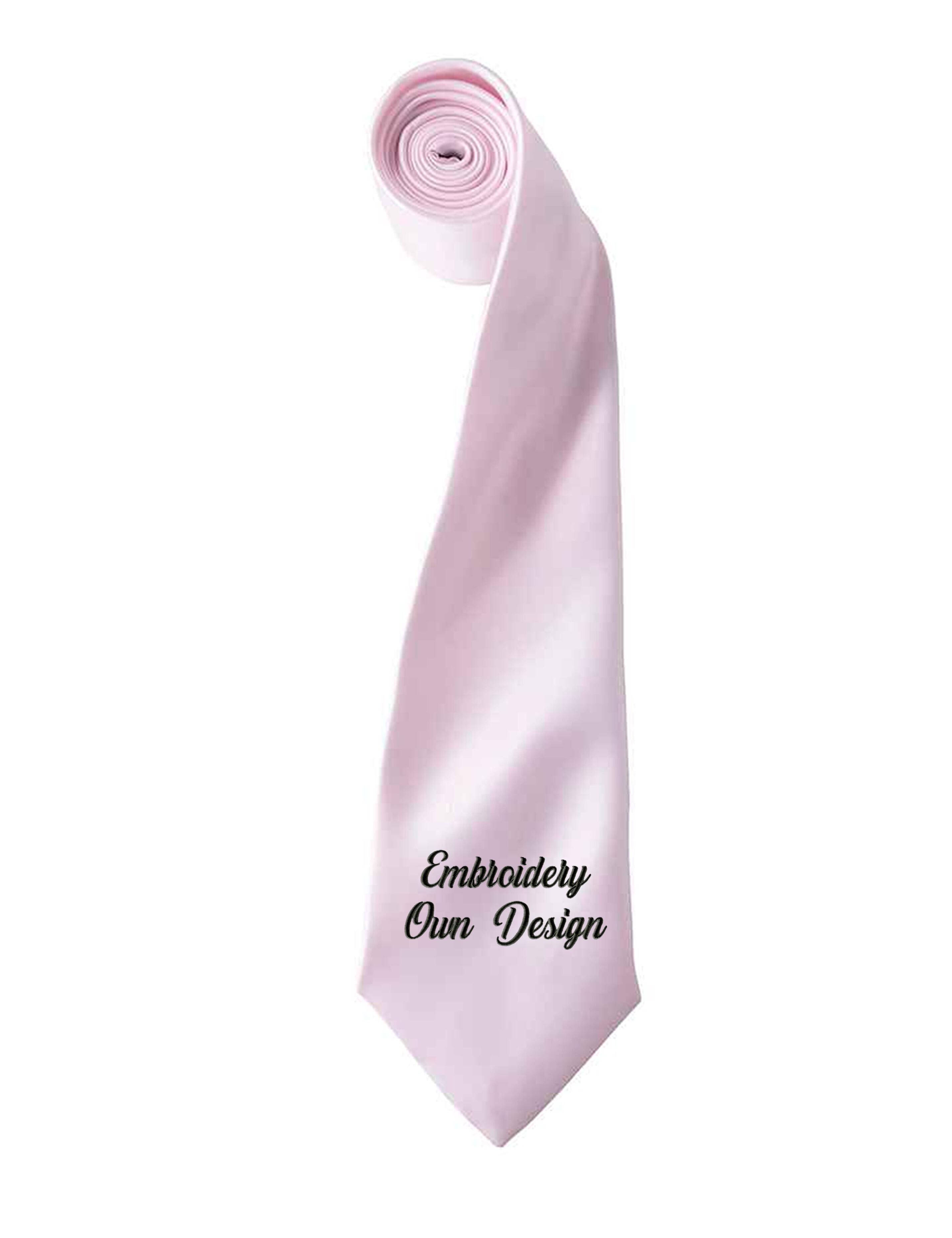 Personalised Embroidered Satin Tie Pink