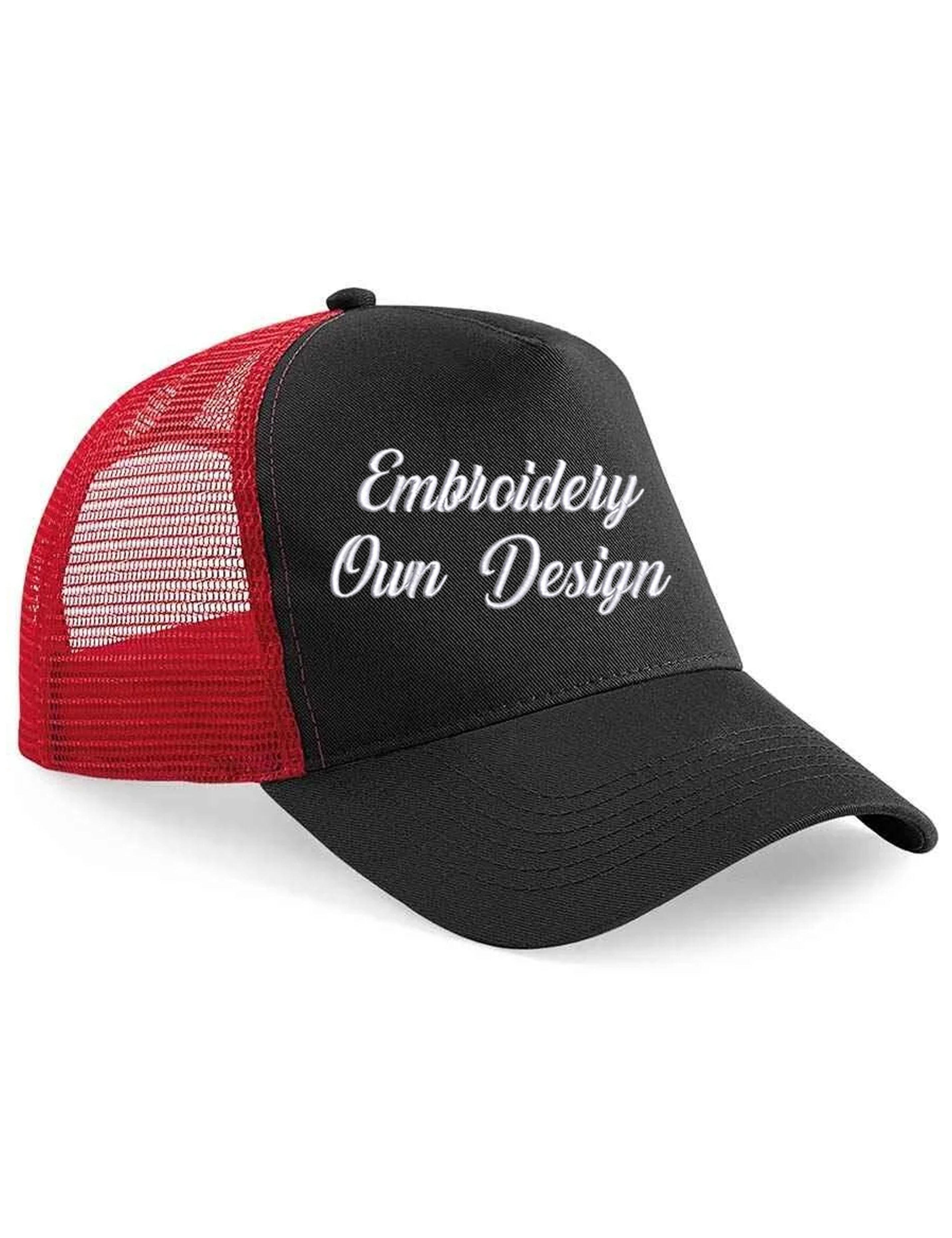 Personalised Embroidered Snapback Trucker Cap Black/Red