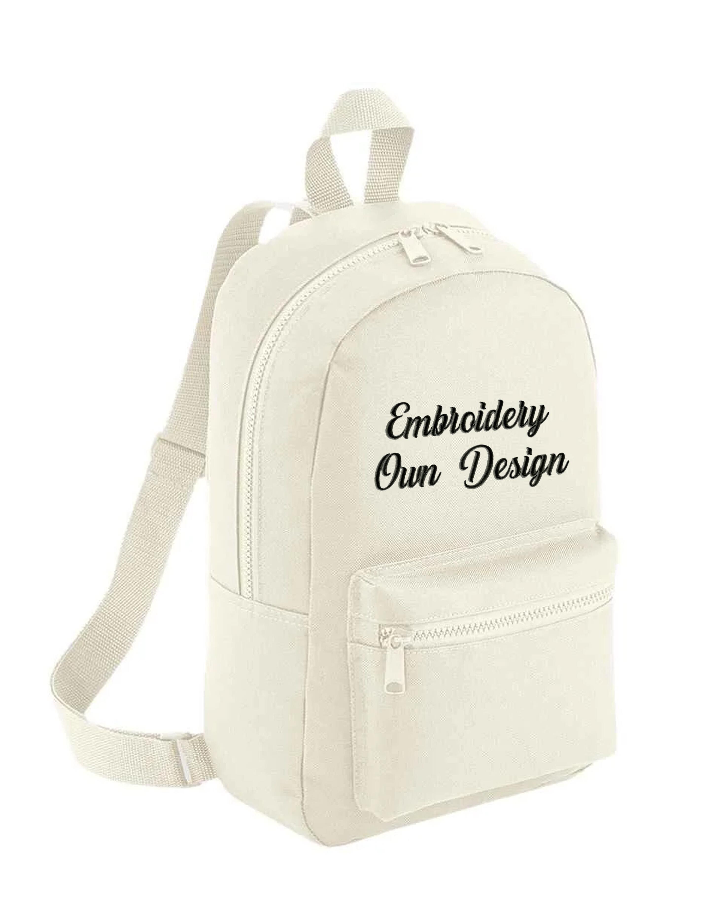 Personalised Embroidered Mini Backpack Natural with name or logo