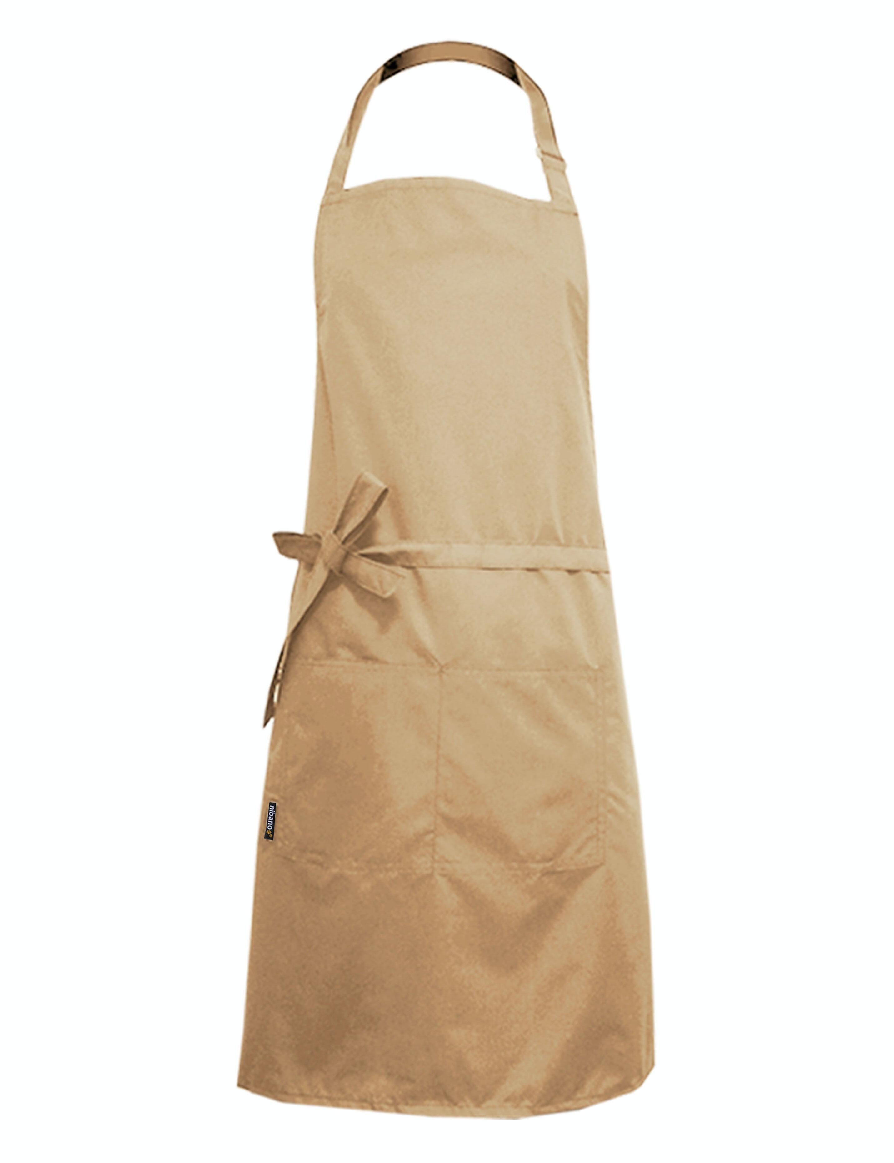 Nibano waterproof hair and beauty salon apron with pockets cappuccino