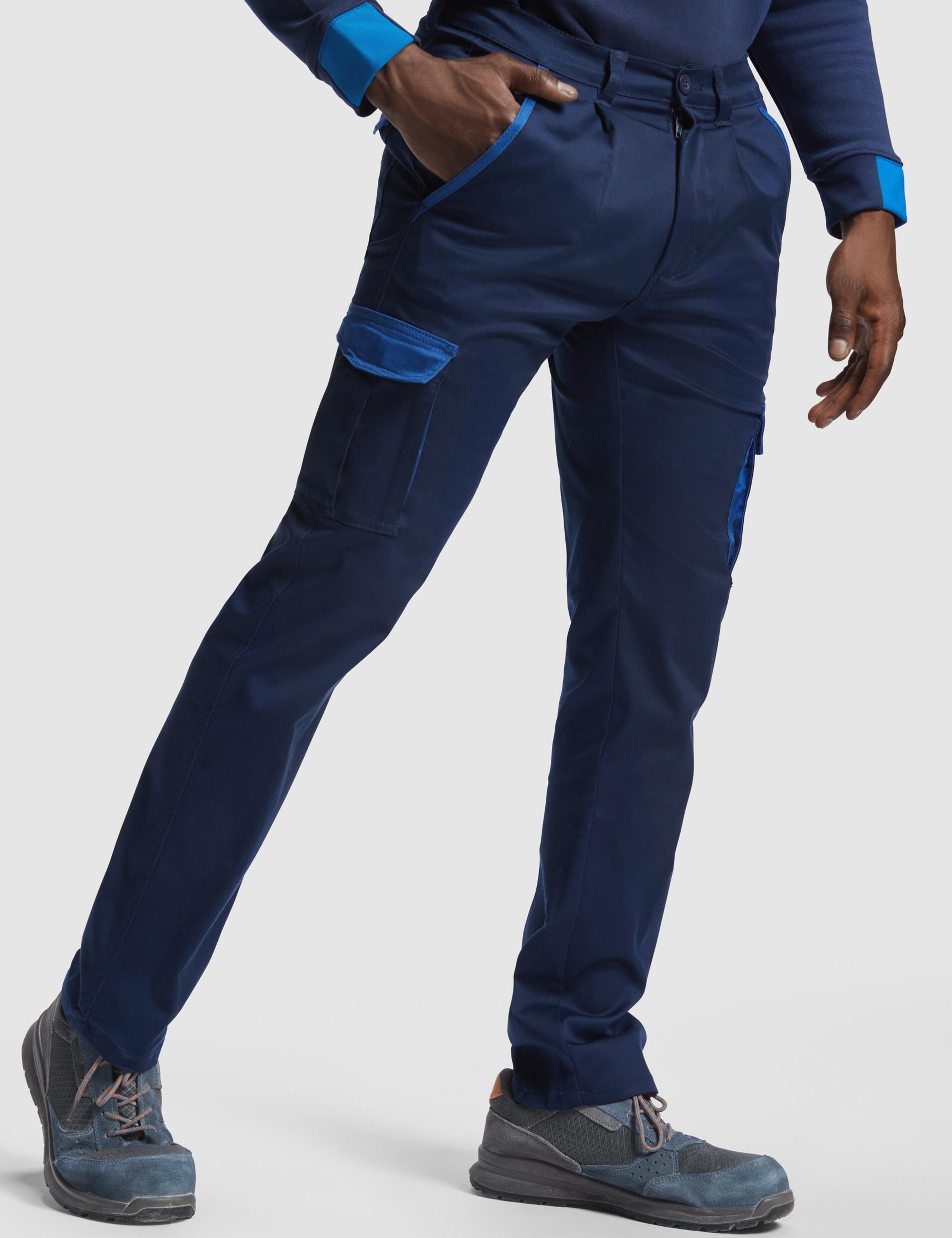 Personalised Bi-Colour Workwear Trousers Navy/Royal Blue