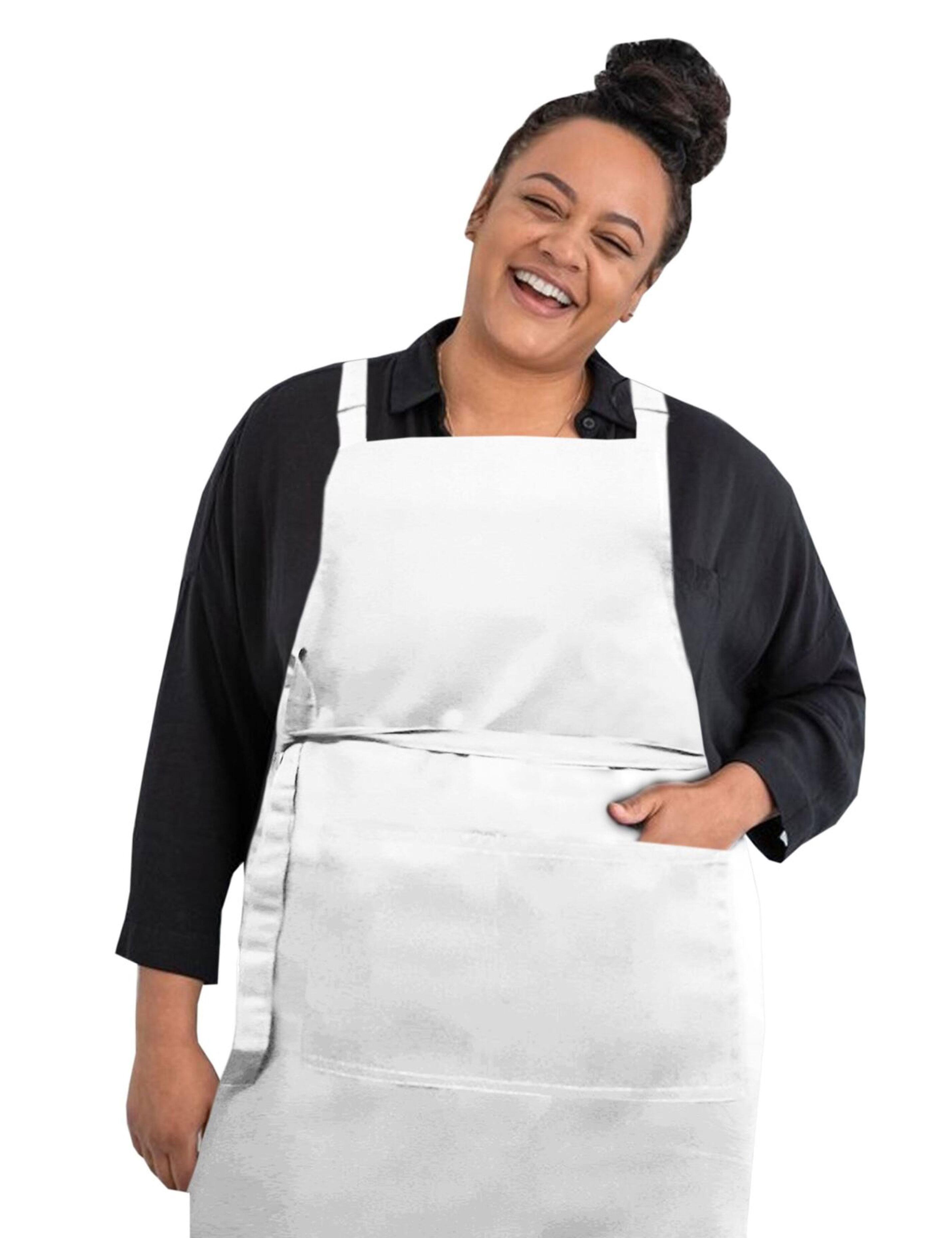 Adjustable plus size white apron suitable for kitchen work