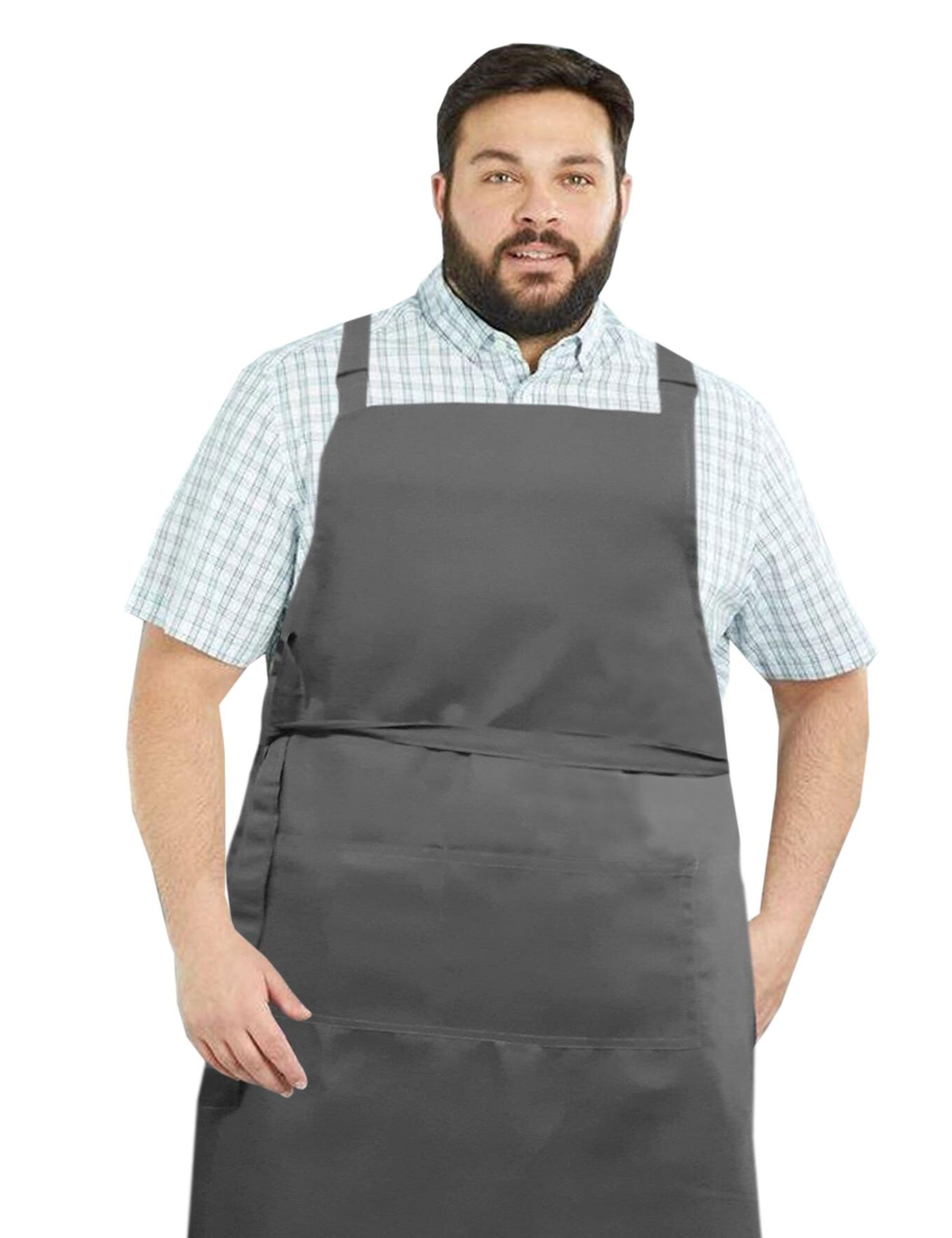 Comfortable plus size Grey bib apron with durable and practical design