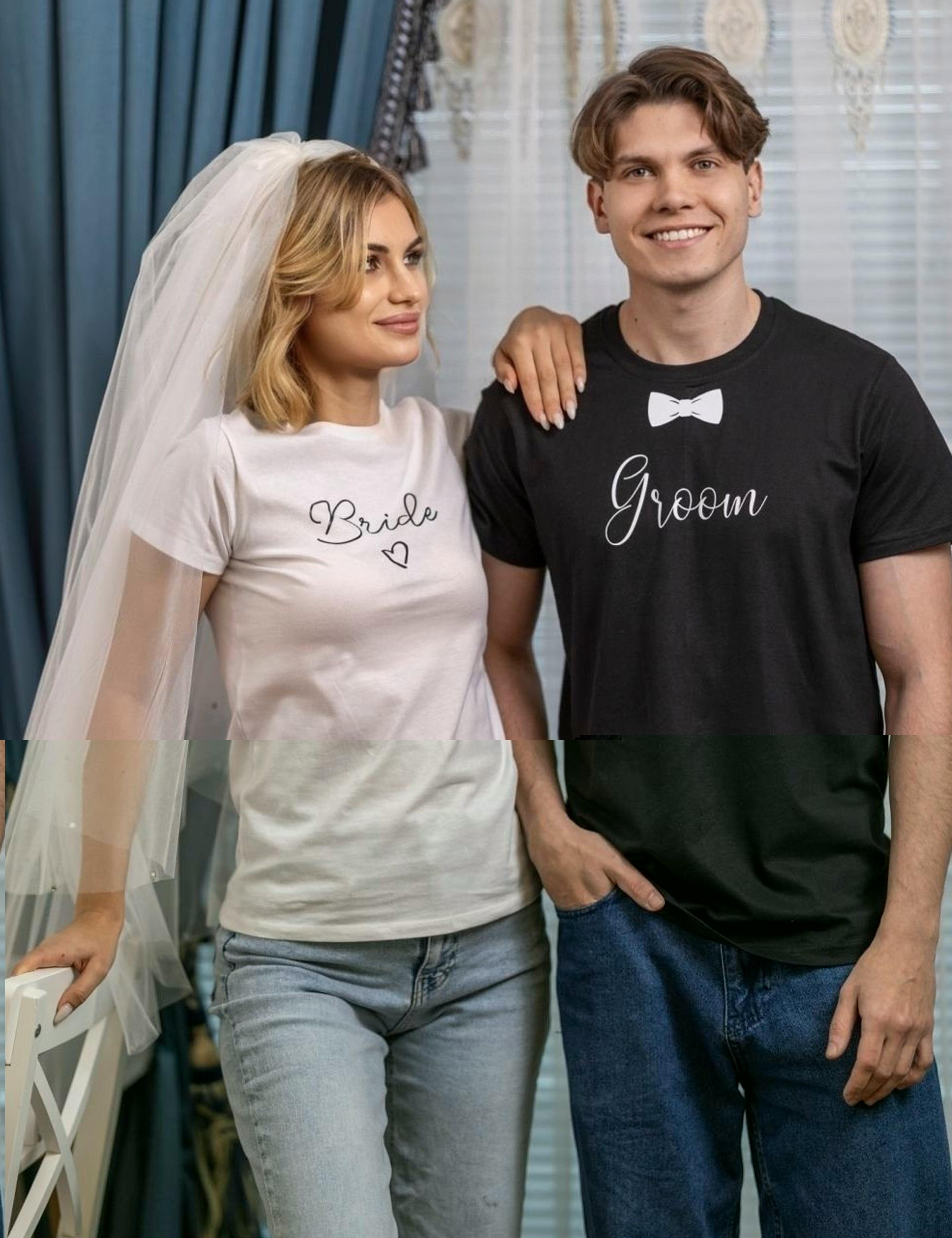 Black groom tee with wedding print
