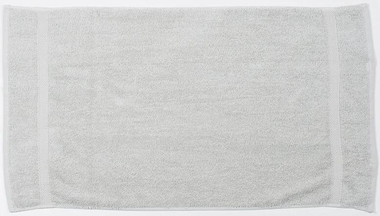 Custom embroidered light grey hand towel with personalised logo or name made in Greenock UK