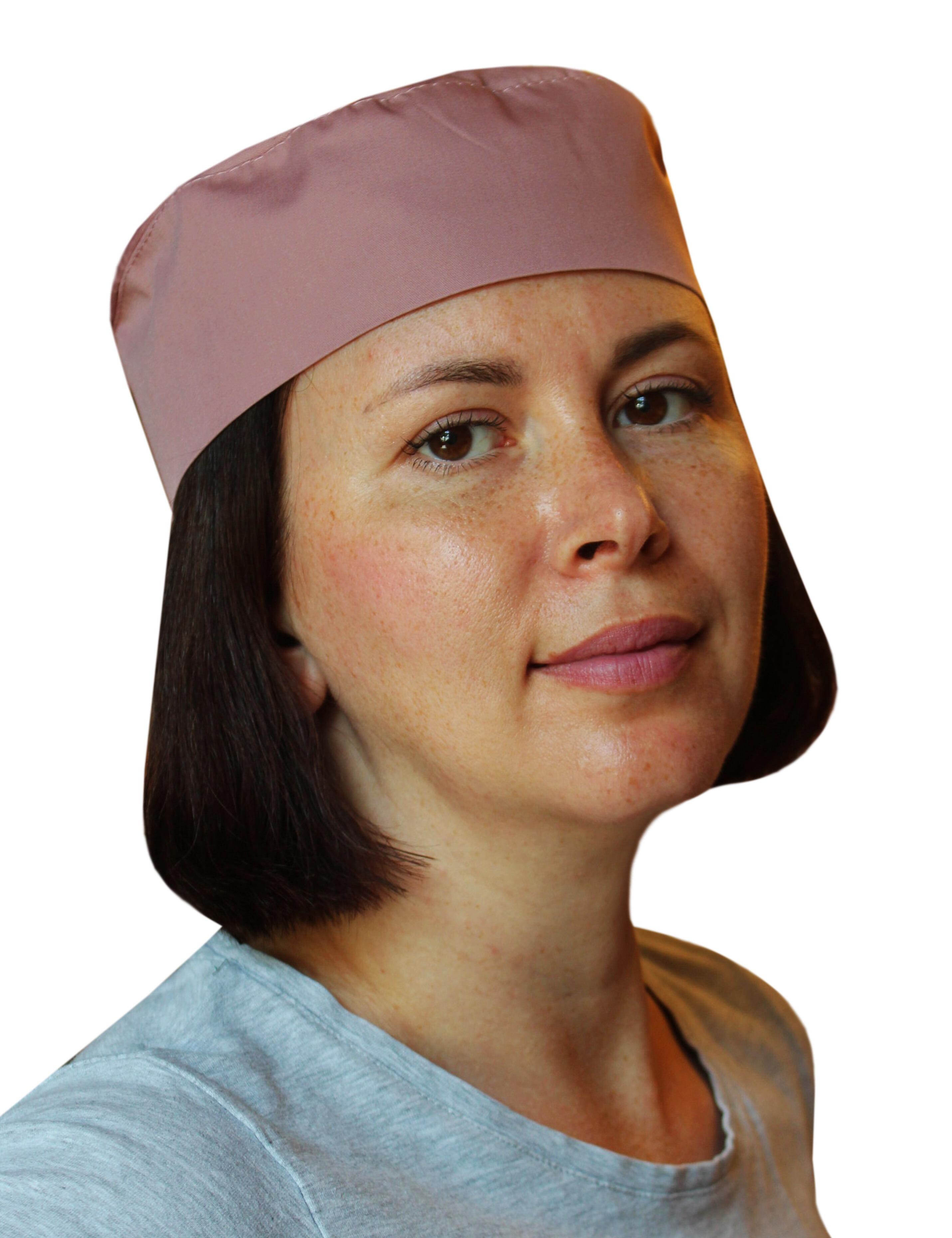 Rose Gold chef skull cap plain design front view