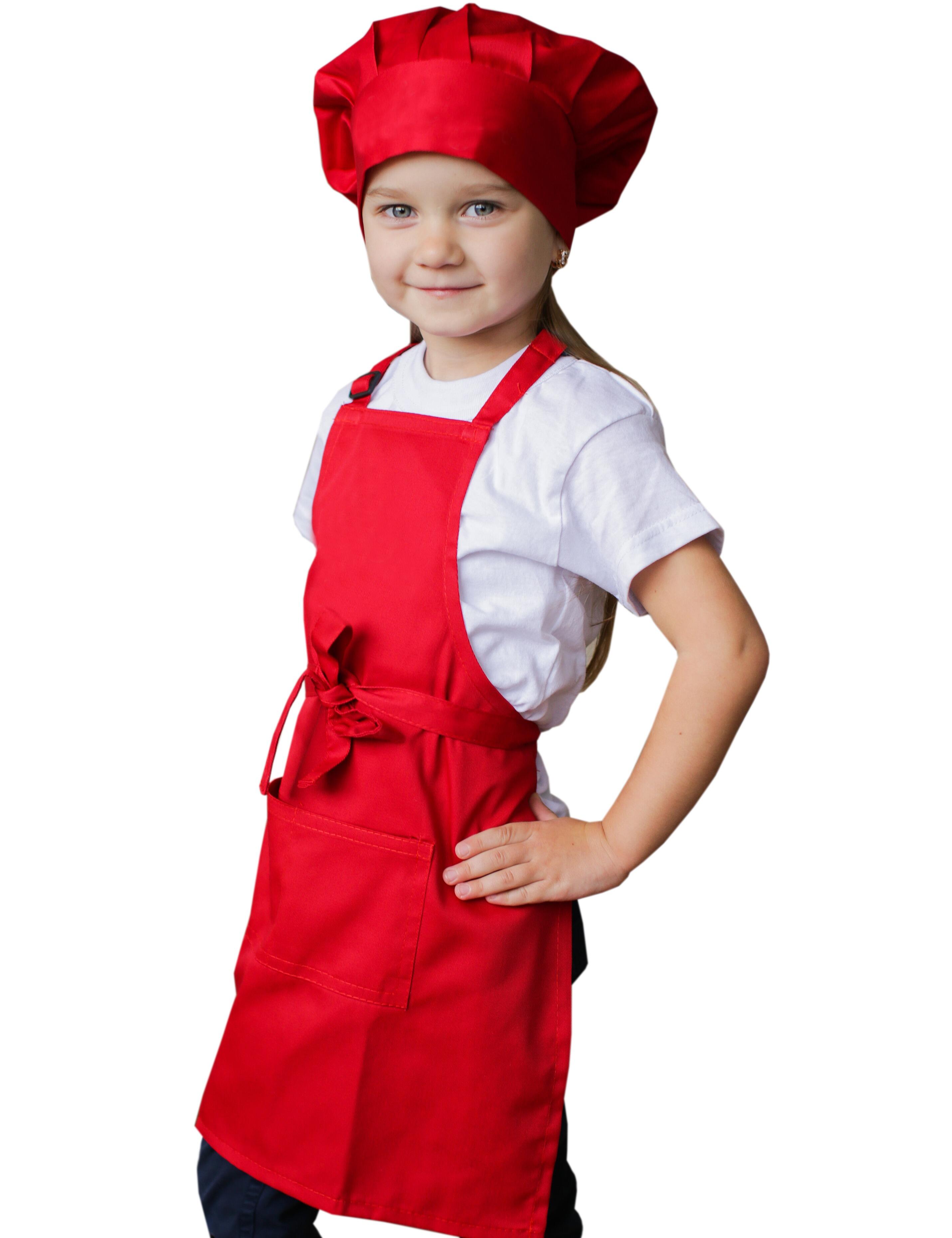 Red Professional Kids Apron Plain Printed or Embroidered