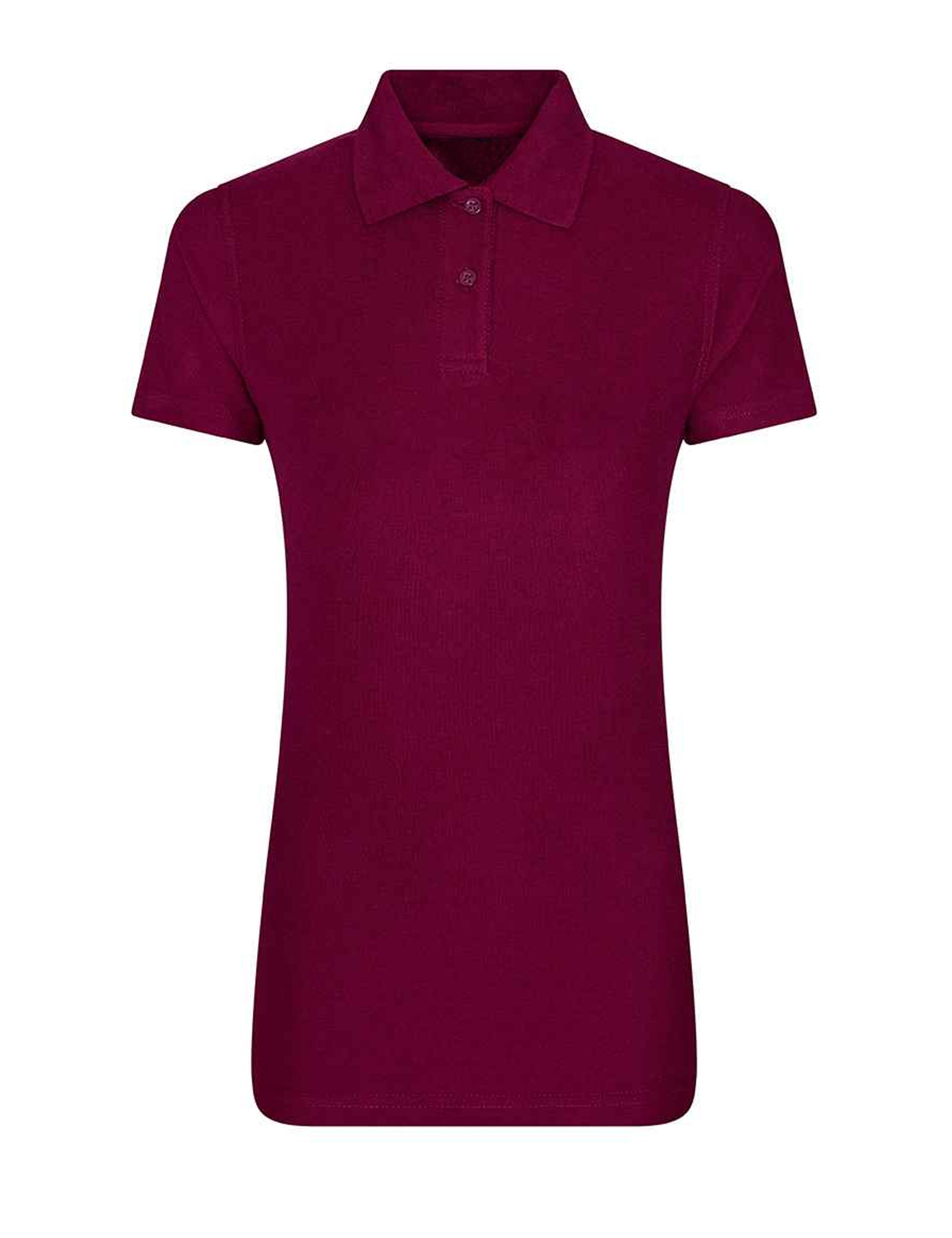 Women's polycotton polo shirt burgundy for workwear or uniform