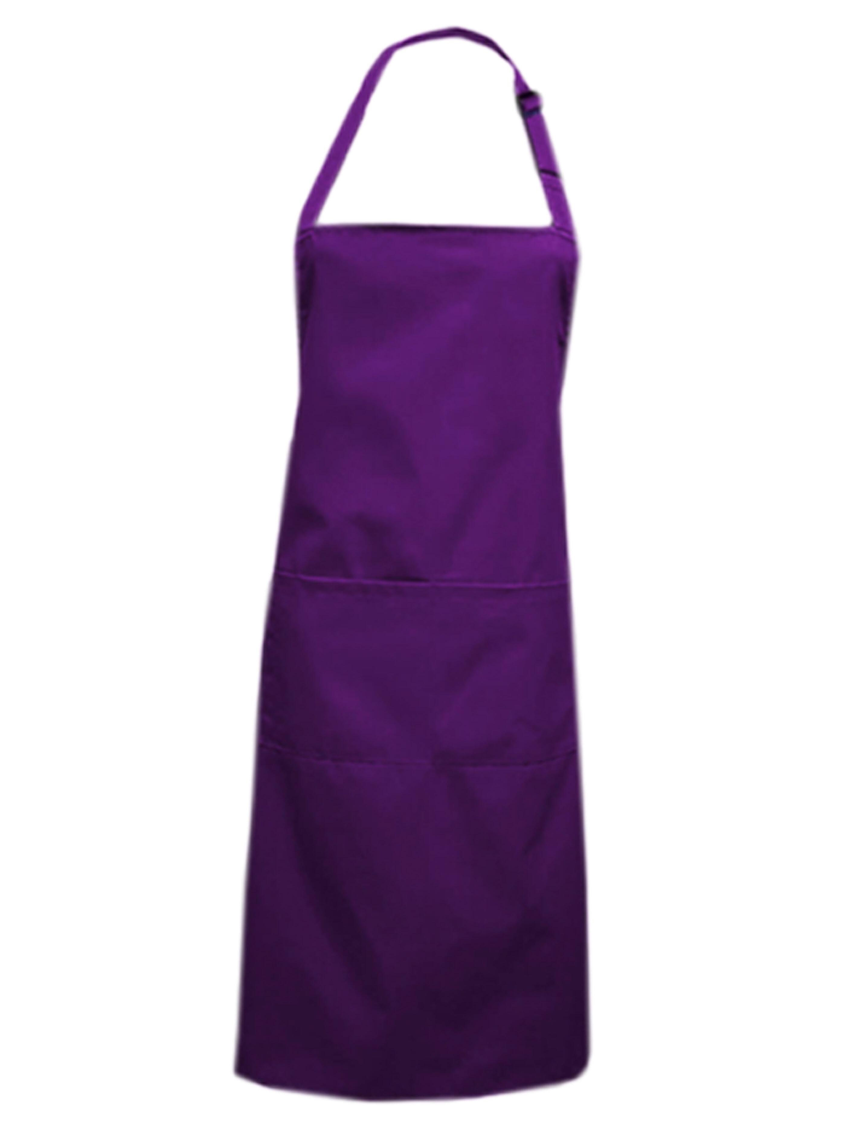 Purple plus size bib apron with custom print or embroidery option