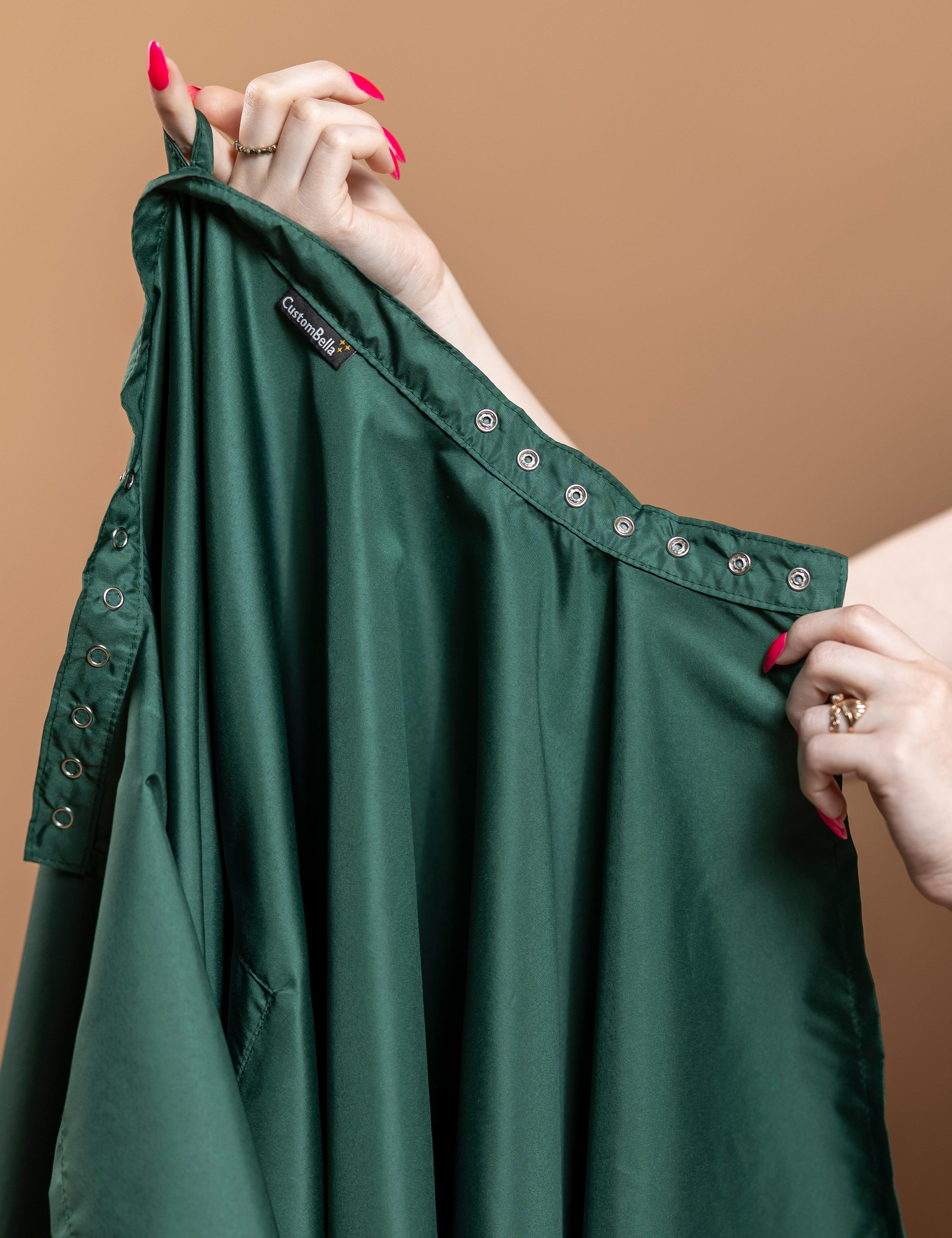 Hairdressing gown with poppers closing bottle green