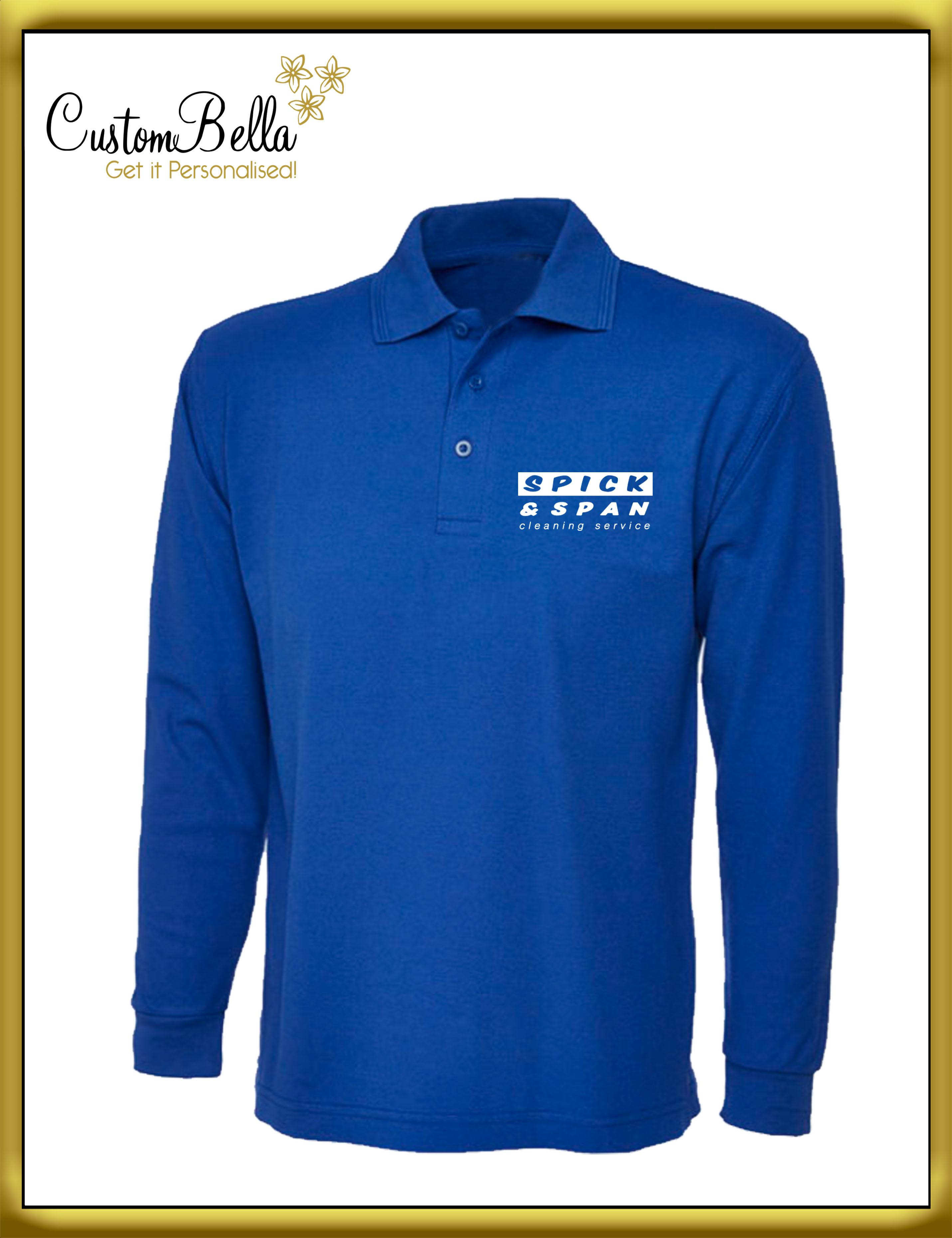 Printed Long sleeve Polo Shirt royal blue