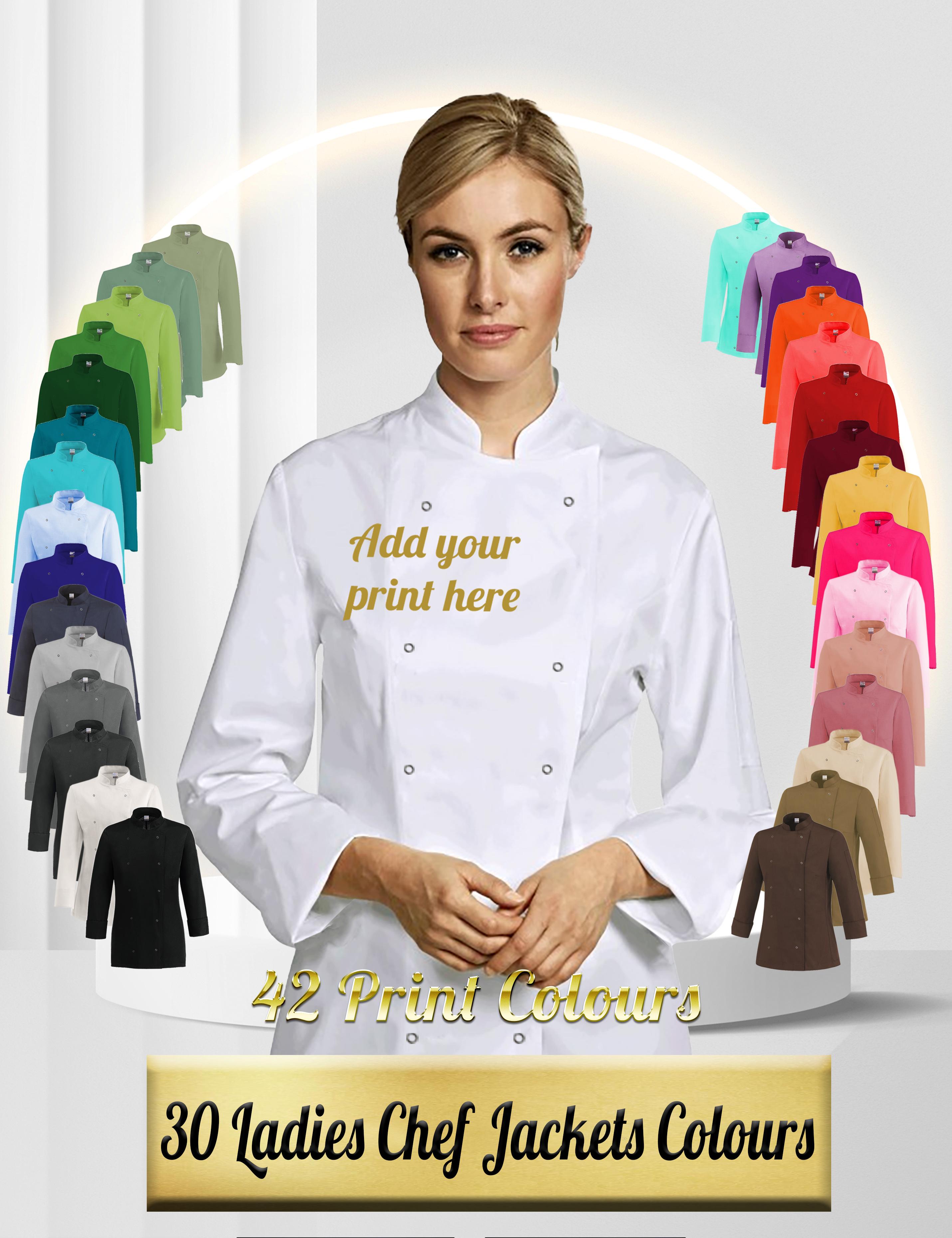 Personalised Long Sleeve Ladies Chef's Jacket