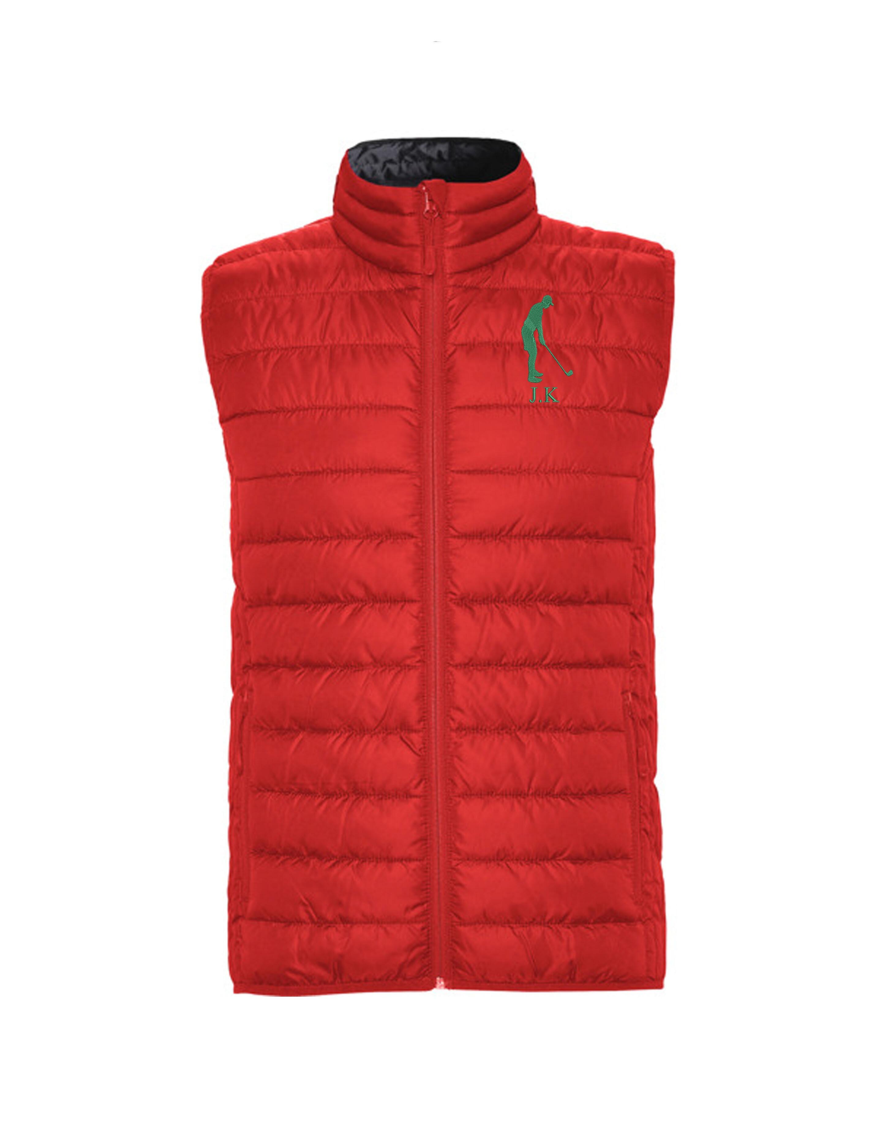 Men's Golf Design Embroidered Feather Golf Gilet Red