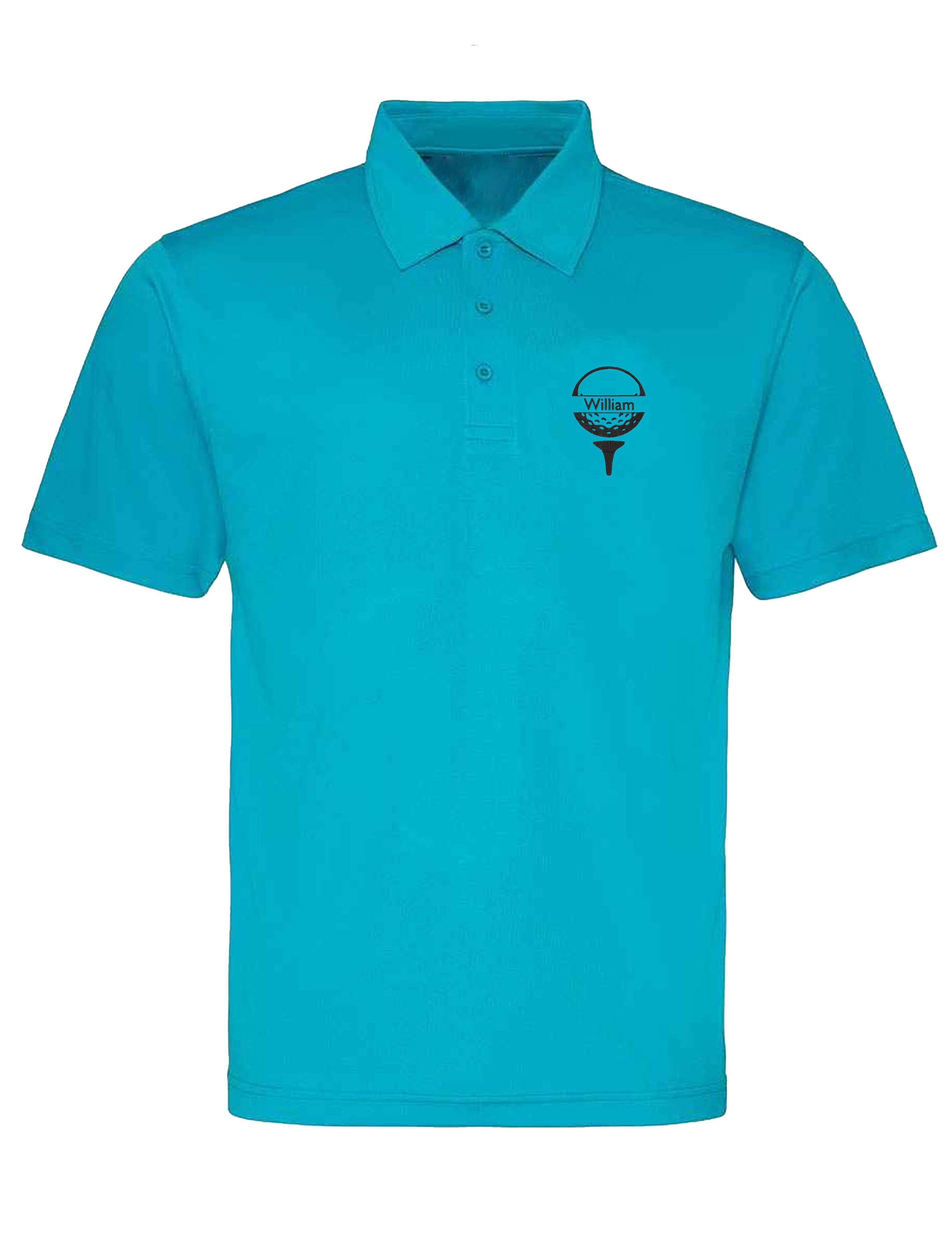 Golf Ball Design Dri-Fit Golf Polo Shirt Turquoise