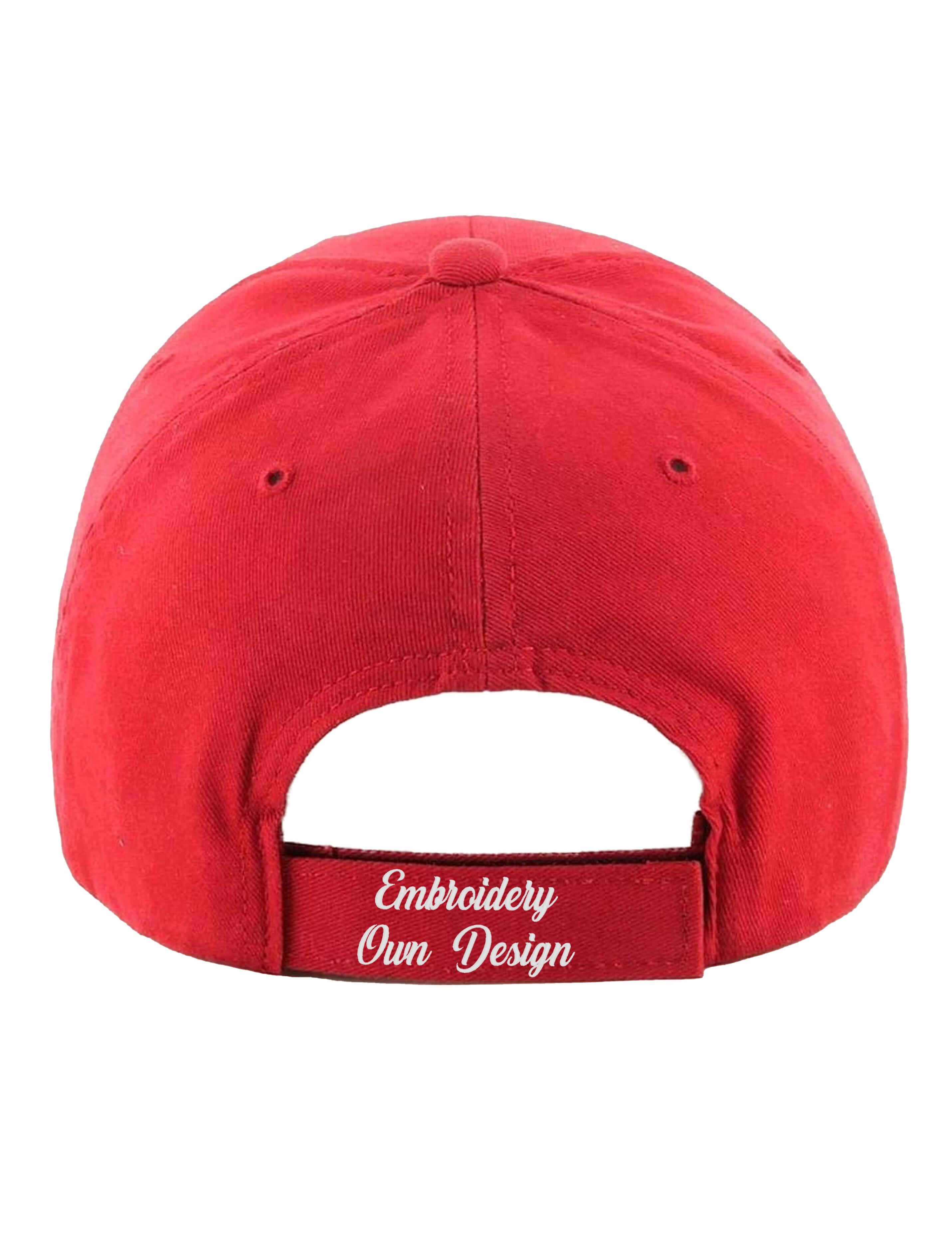 Personalised Embroidered Baseball Cap Red available in 24 Colours