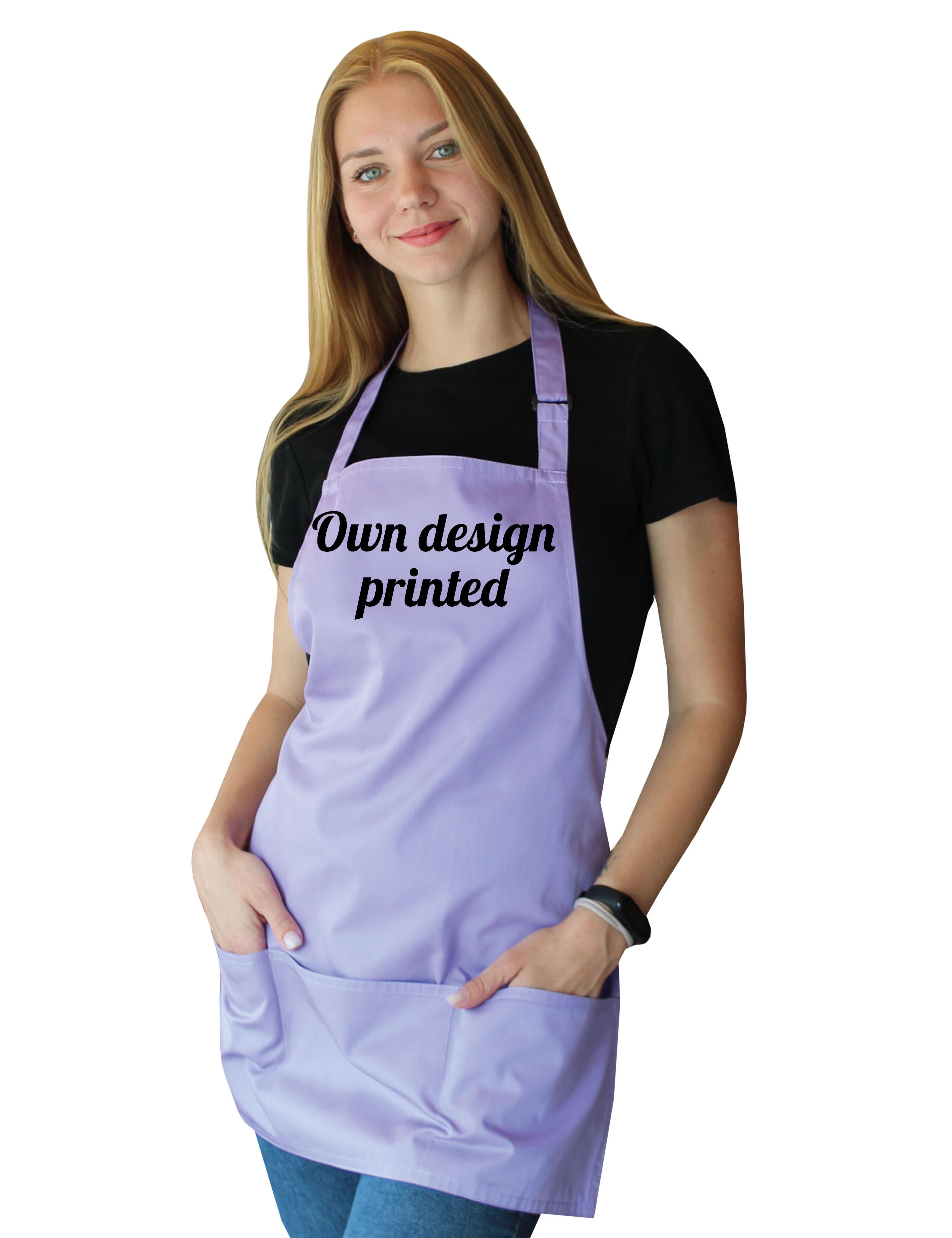 Personalised Short Bib Apron Lilac Printed