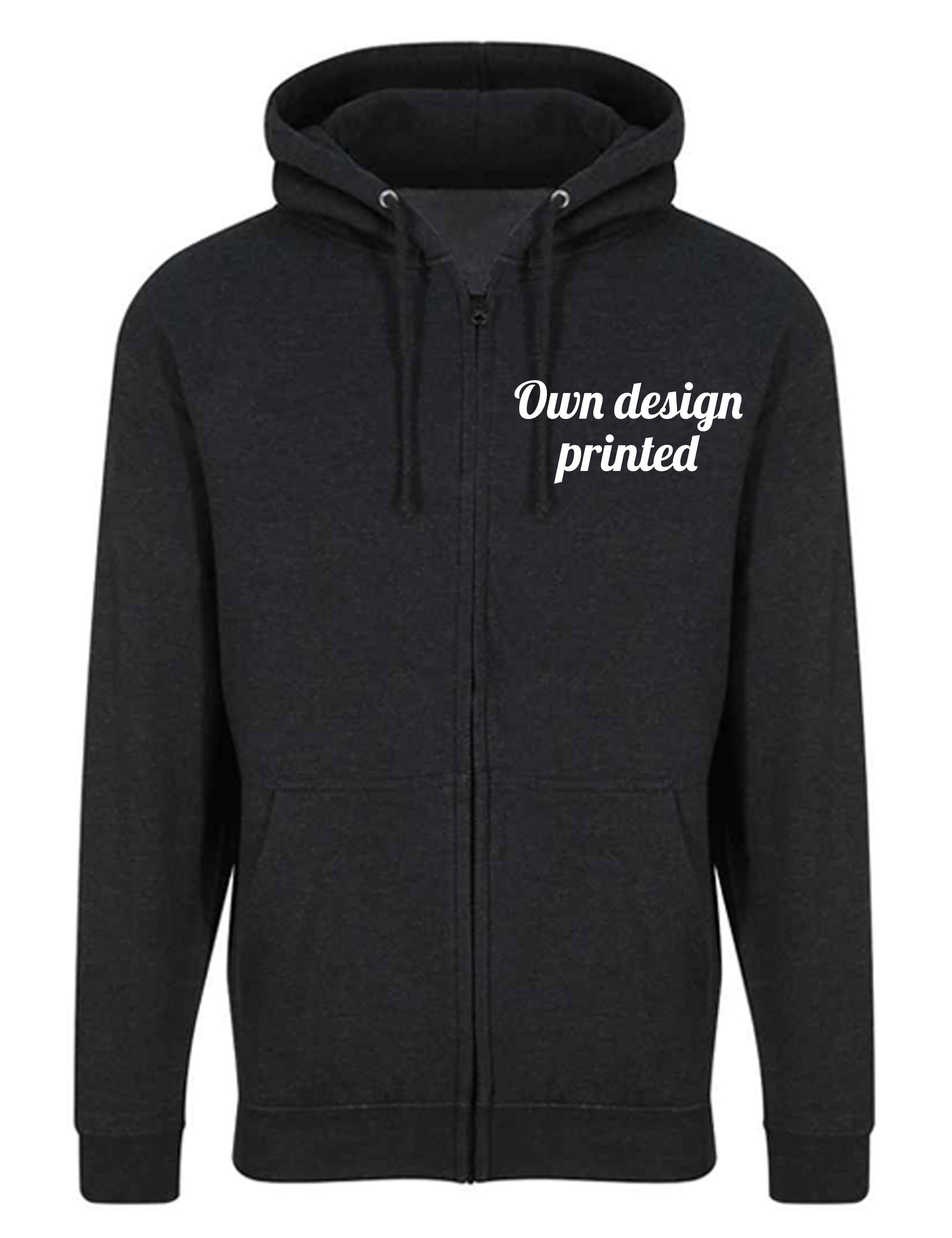Personalised zip hoodie Smoke Black with print