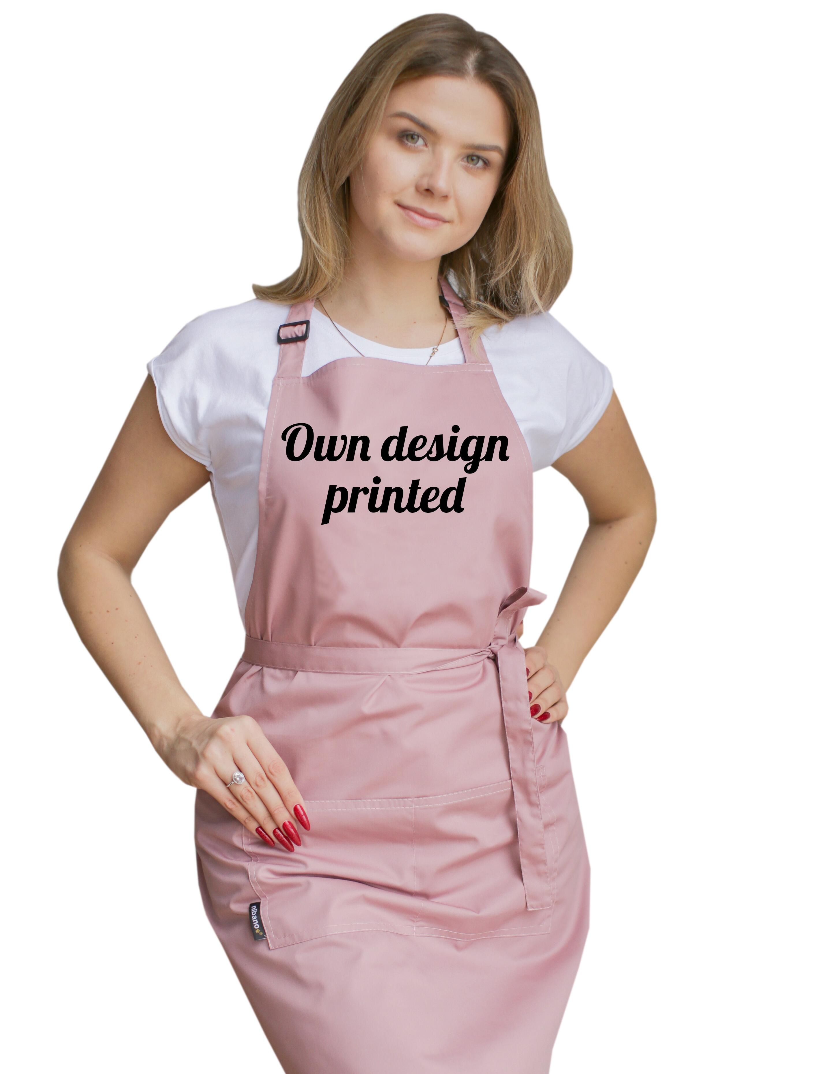 Personalised Printed Mid Length Apron with Pockets Powder with logo