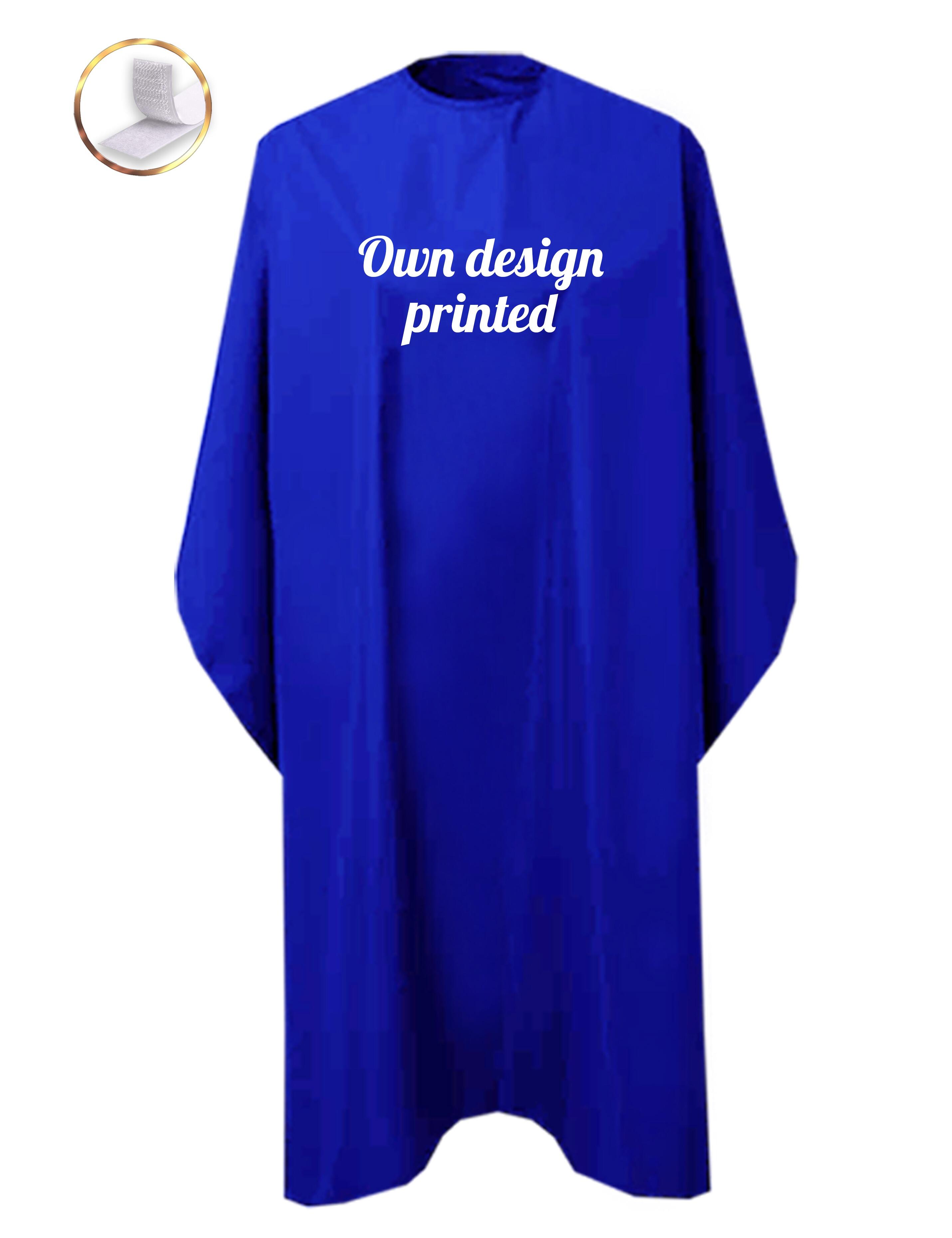 Personalised Hairdressing gown royal blue printed