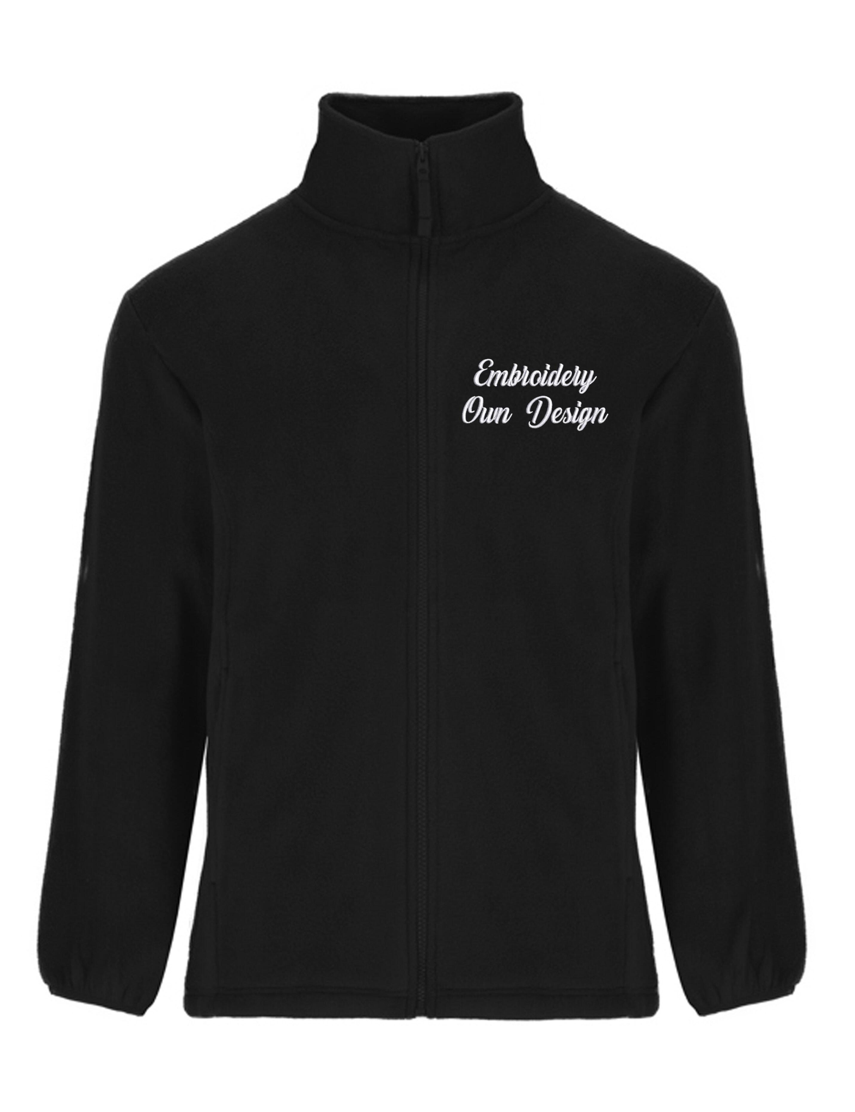 Personalised Fleece jacket black Unisex with embroidery