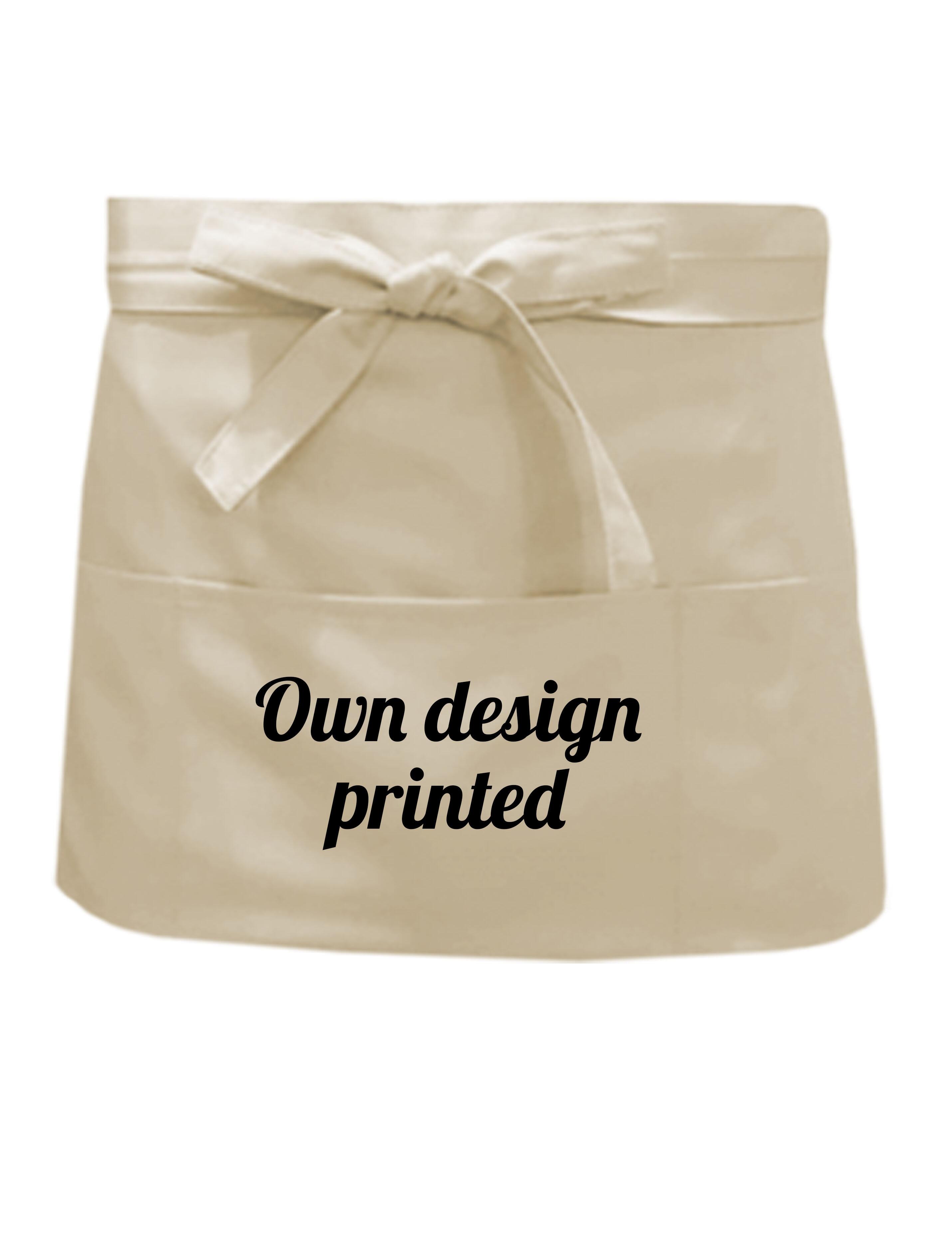 Personalised short waist apron cream with print