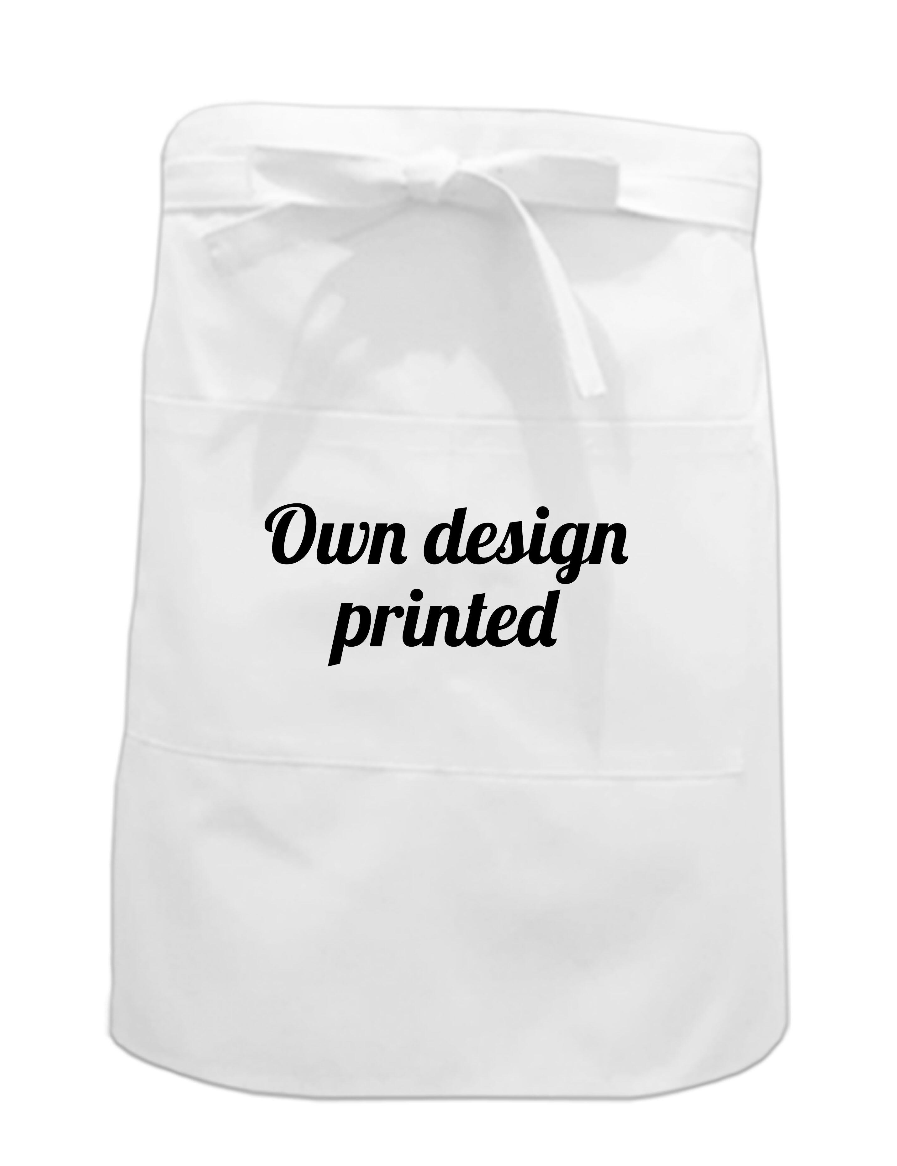 Personalised Waist Apron With Pockets White printed