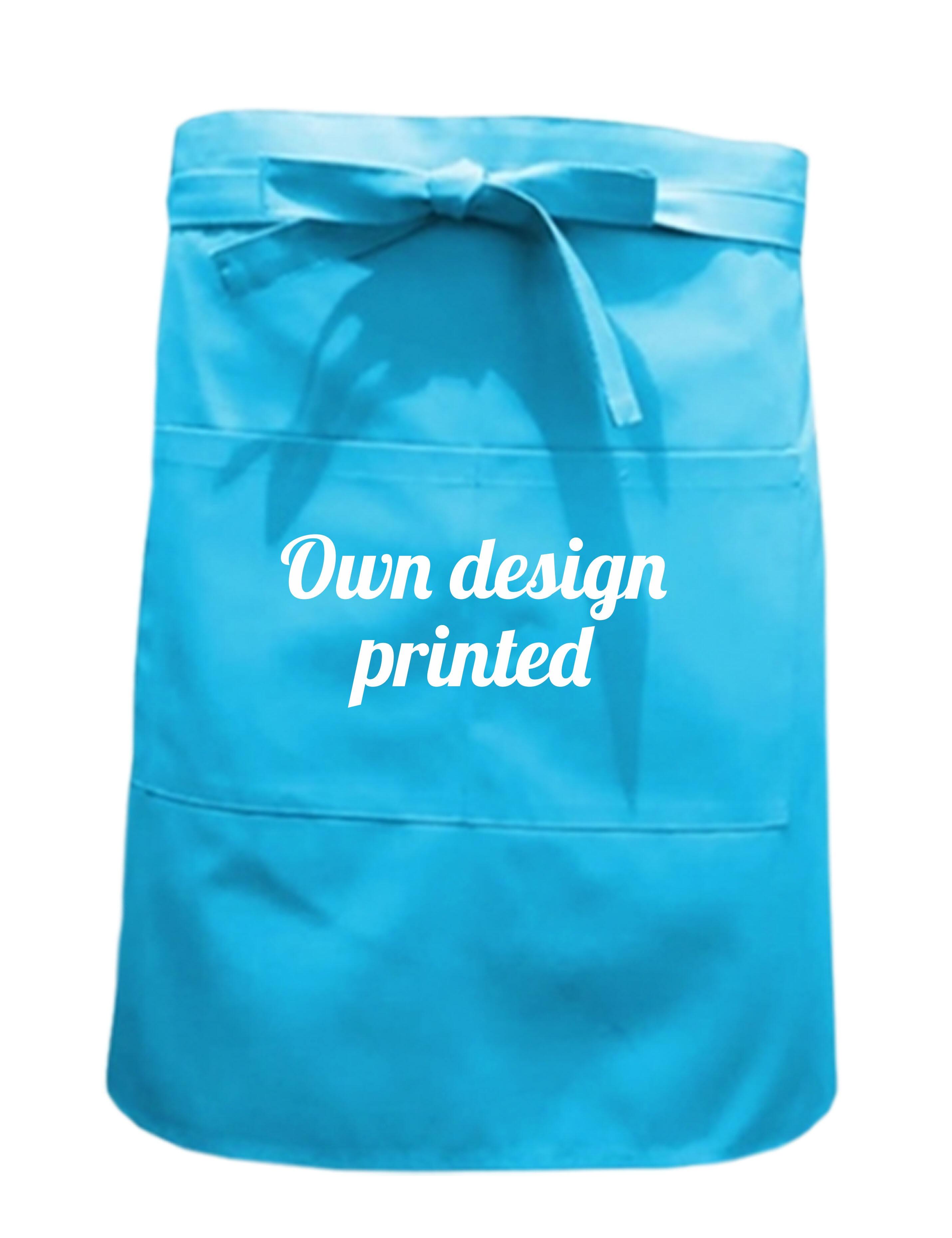 Personalised Waist Apron With Pockets Turquoise printed