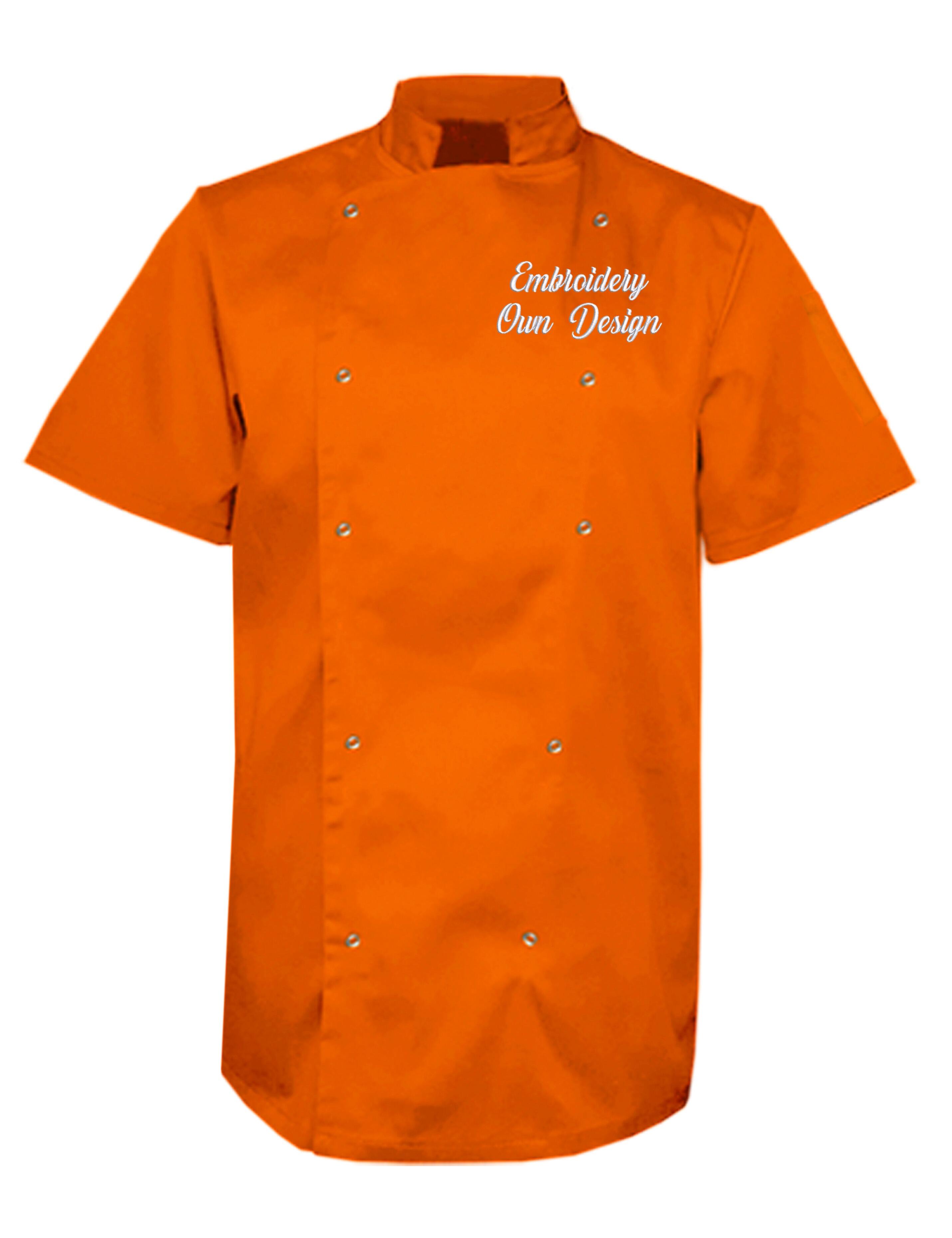 Personalised Embroidered Plus Size Short Sleeve Chef's Jacket Orange