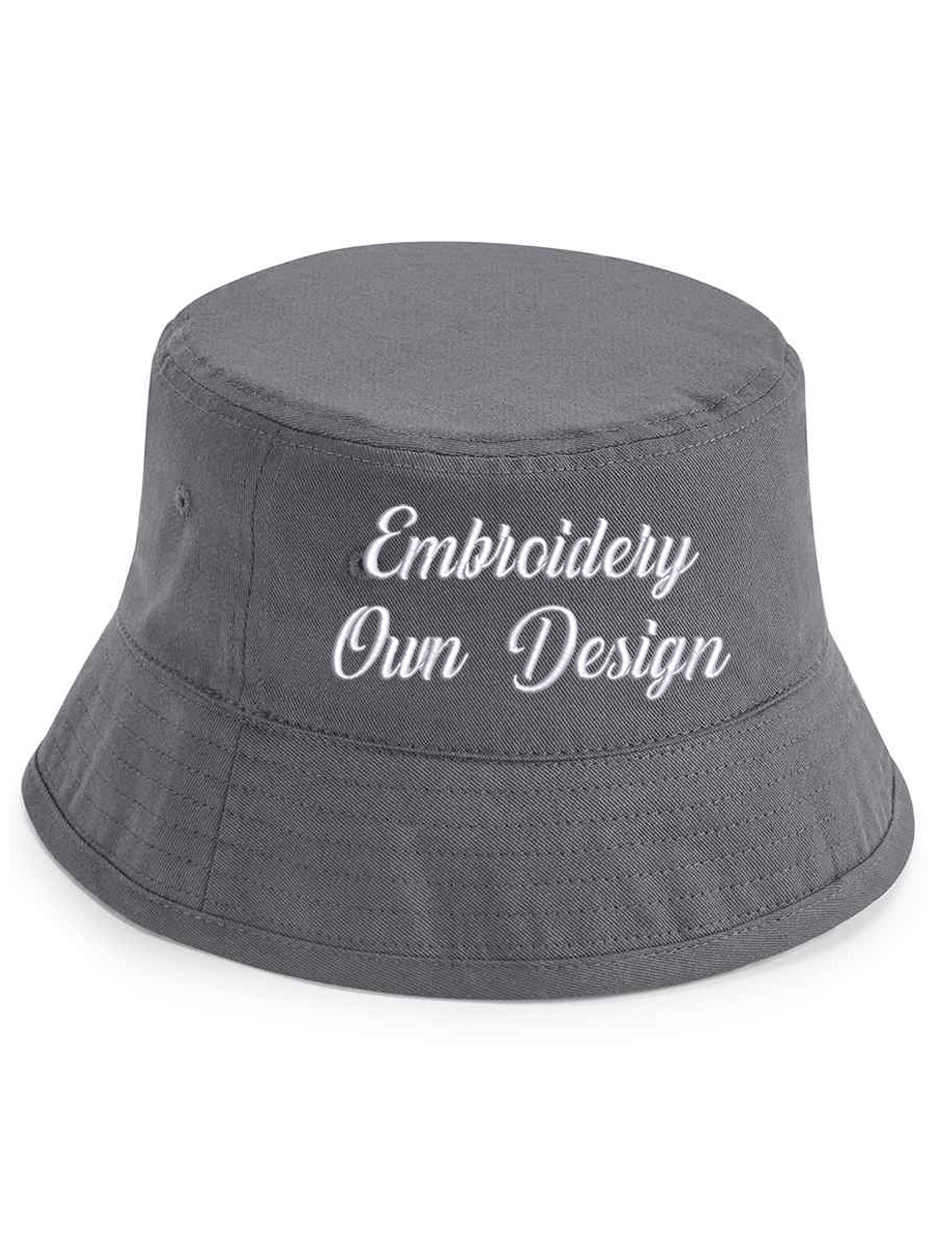 Personalised Organic cotton bucket hat dark grey with embroidery