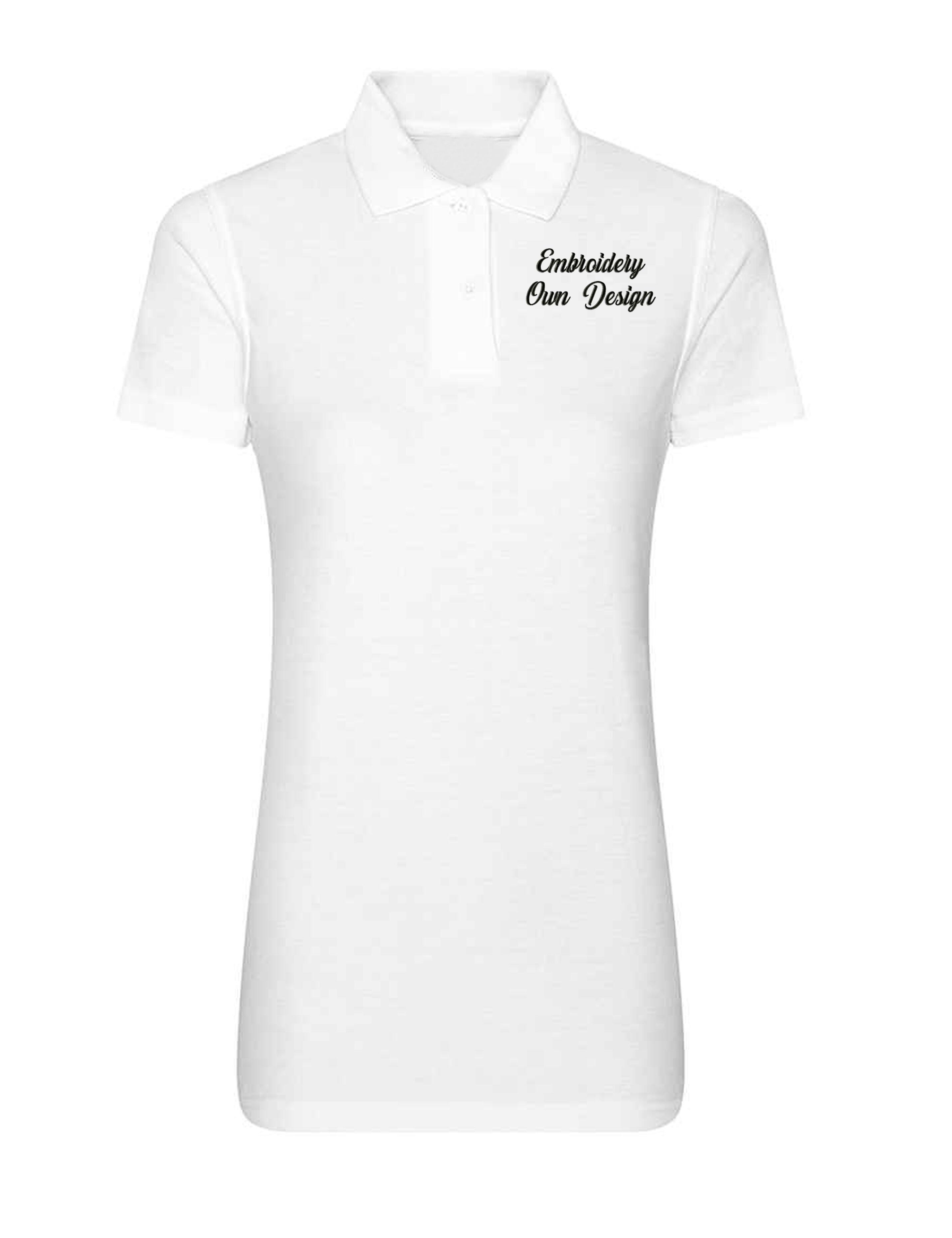 Personalised Women's Short Sleeve Polo Shirt with embroidery white