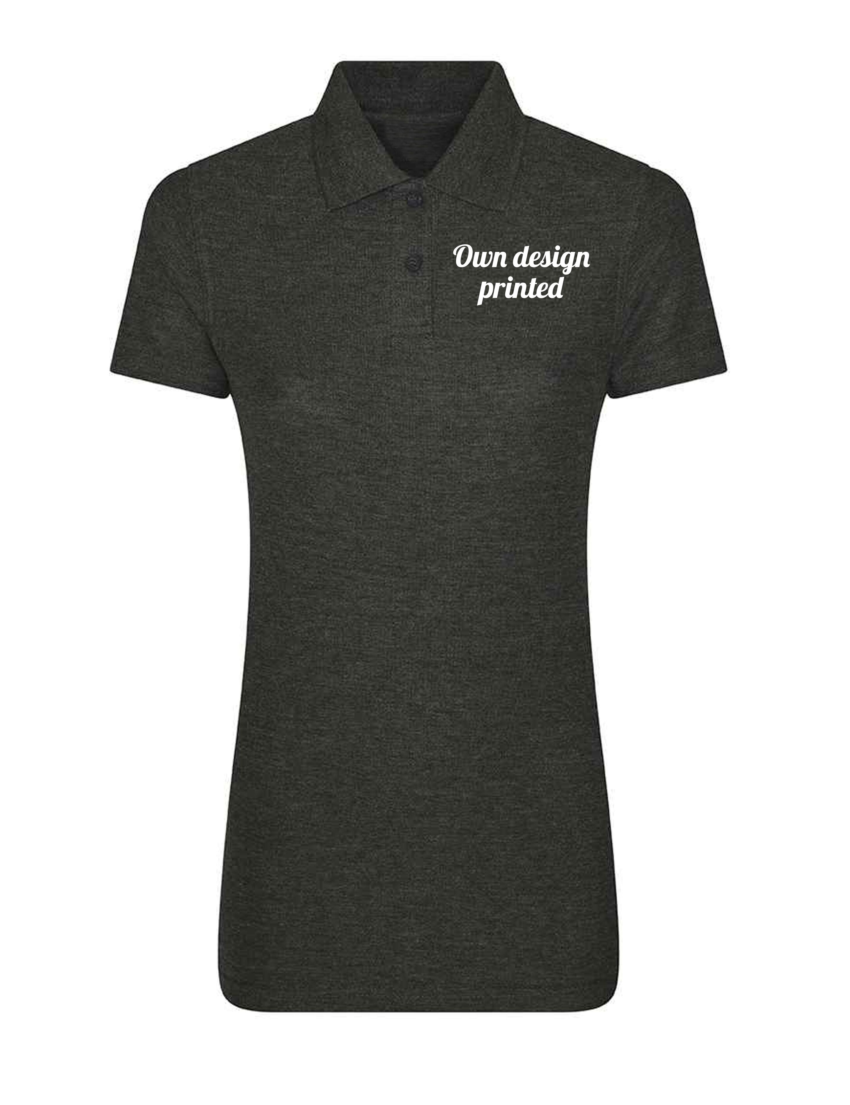 Personalised Women's Short Sleeve Polo Shirt with print charcoal