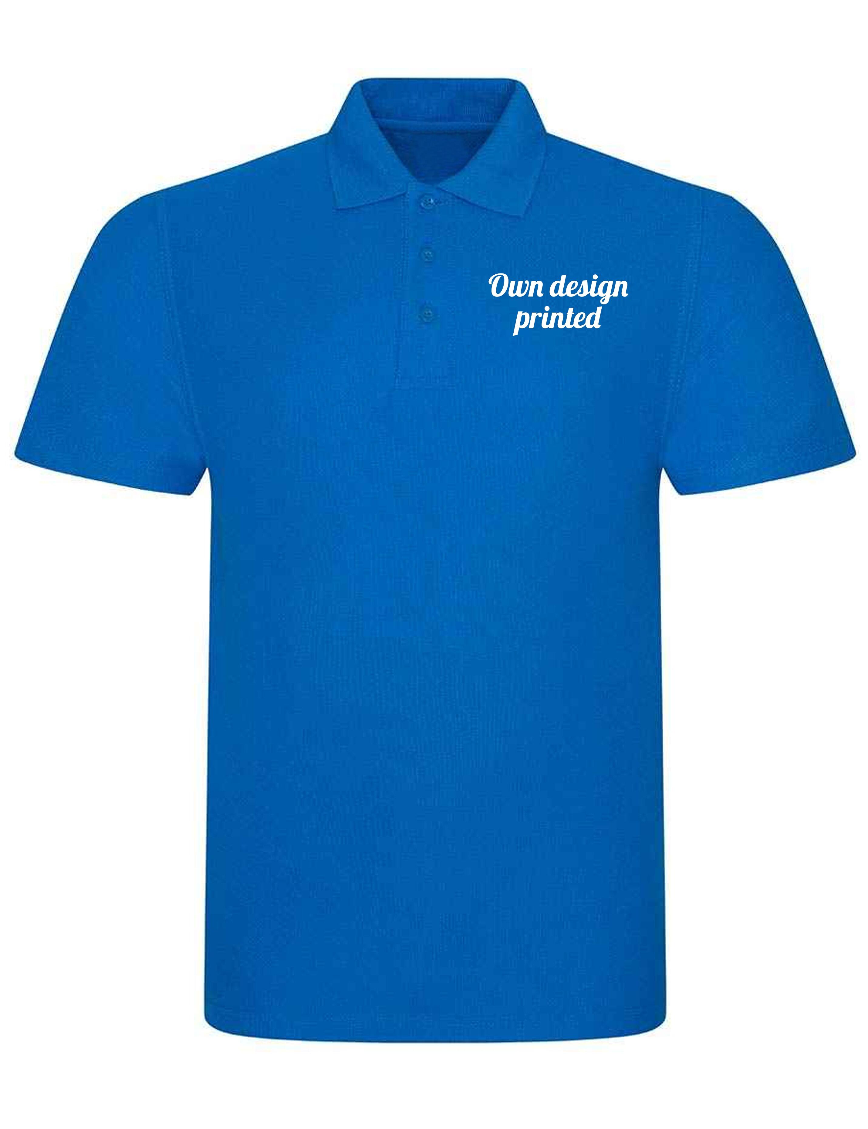 Personalised Plus Size Polo Shirt with print sapphire blue