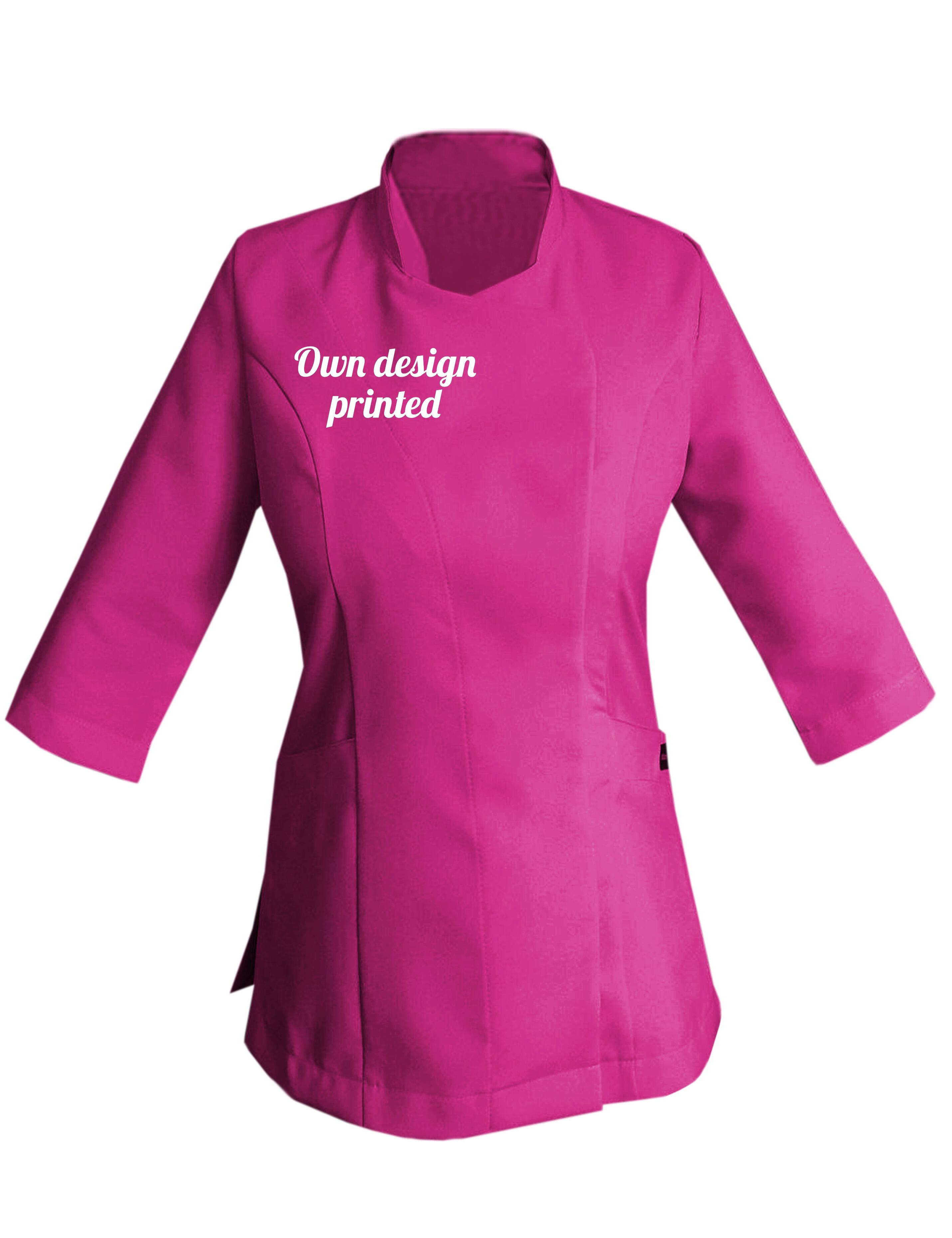 Personalised Women's Quarter Sleeve Beauty Tunic with print Hot Pink