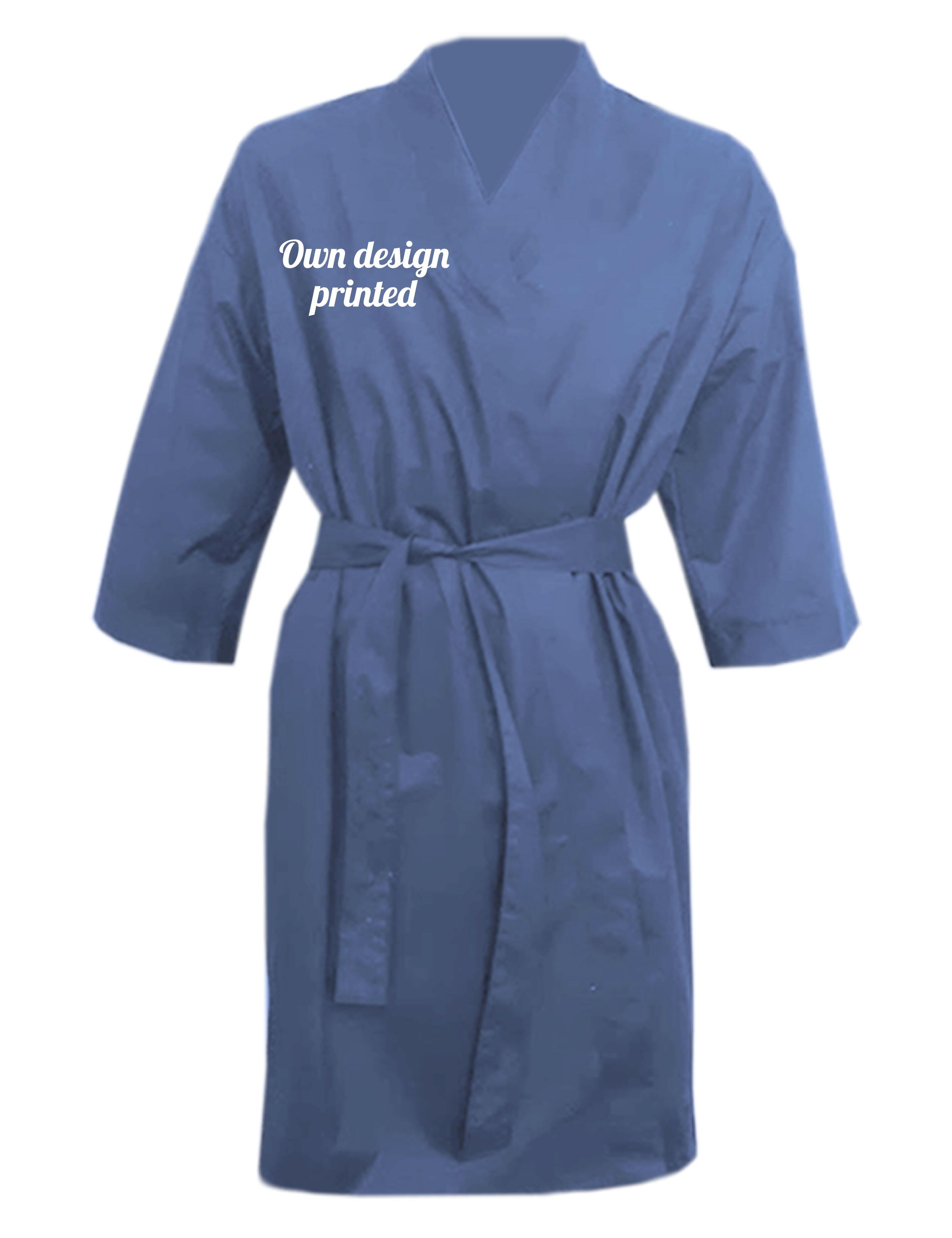 Personalised Waterproof Hairdressing Robe denim blue with print