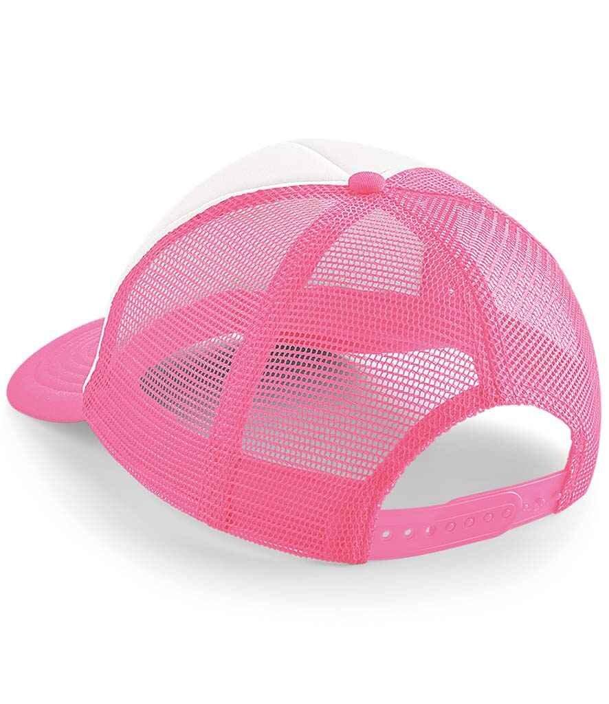 Custom Embroidered Snapback Trucker Cap Fluo Pink/white