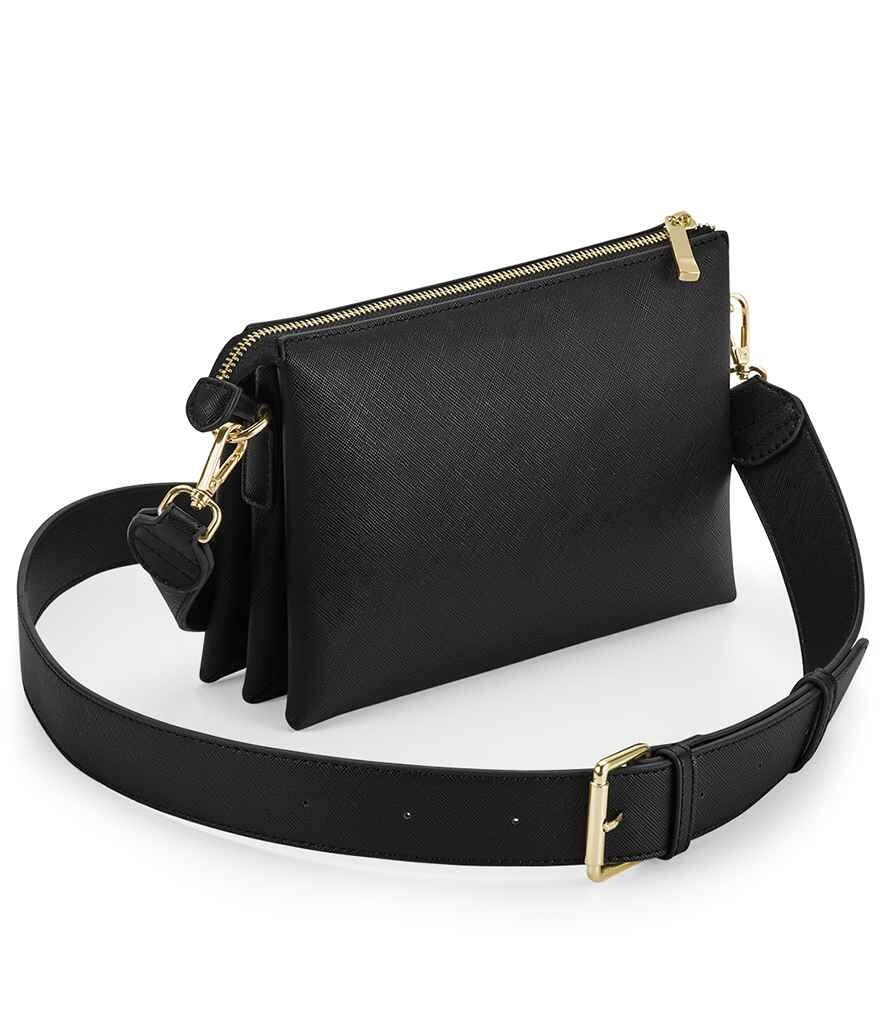 Personalised embroidered womens shoulder bag black with initials