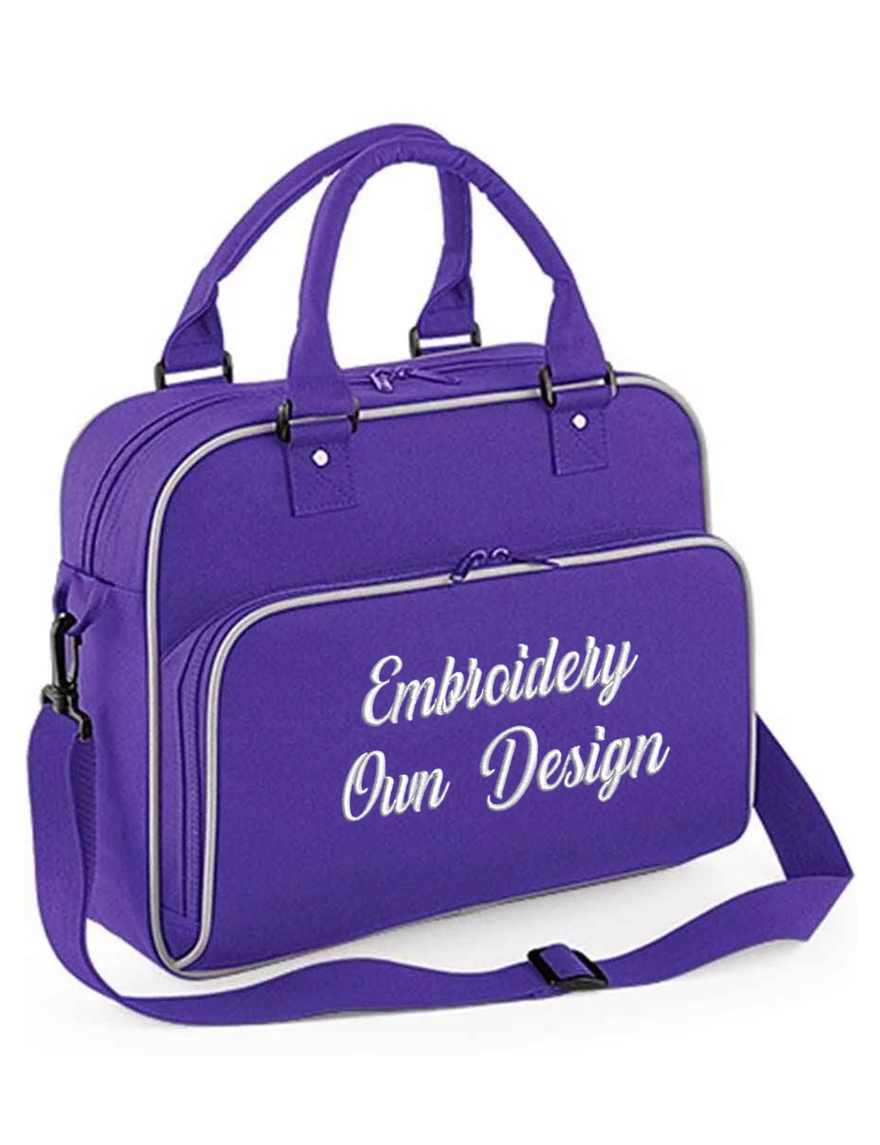 Personalised Embroidered Dance Bag Purple/Grey with logo