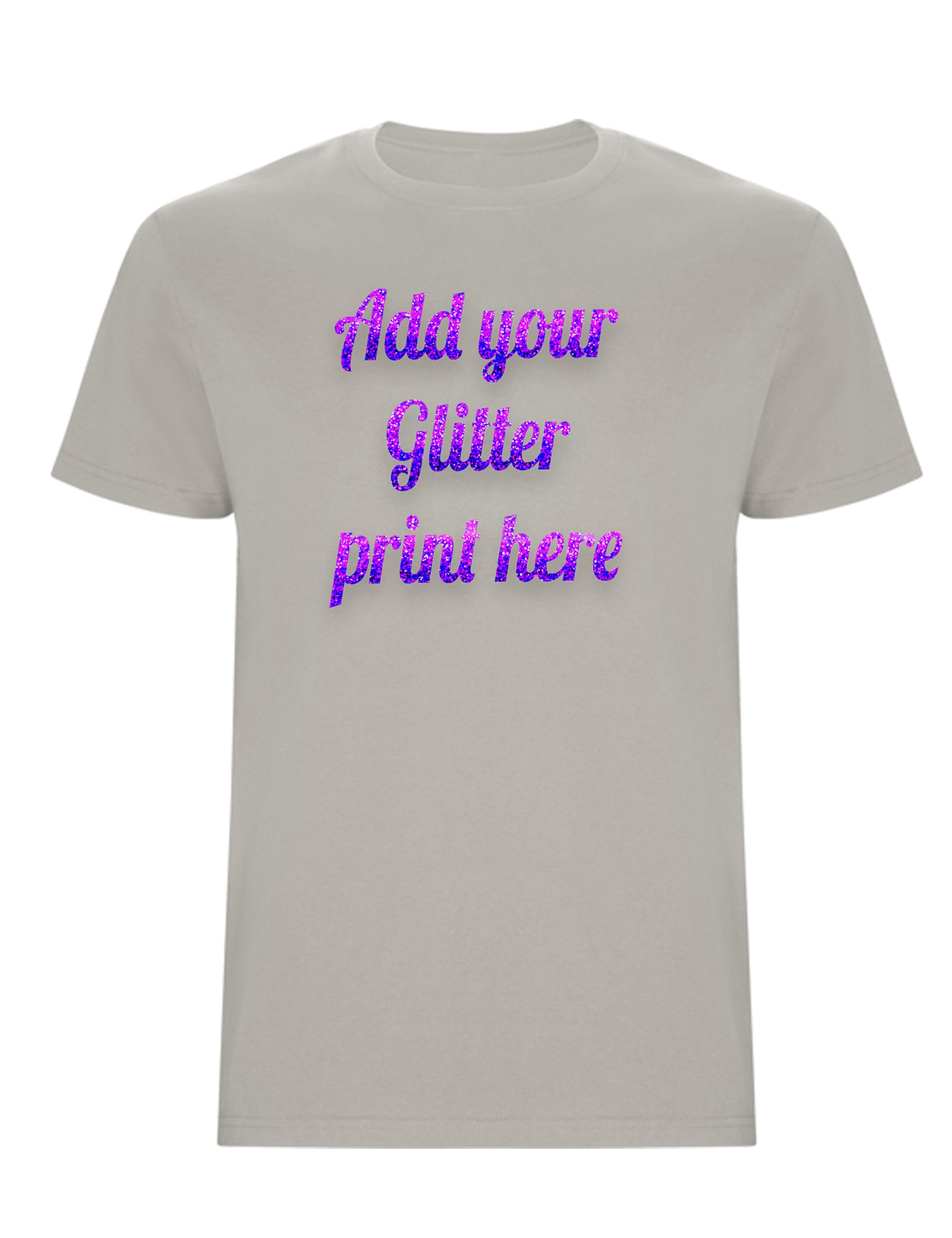 Custom Glitter Printed Kids T-Shirt Light Grey