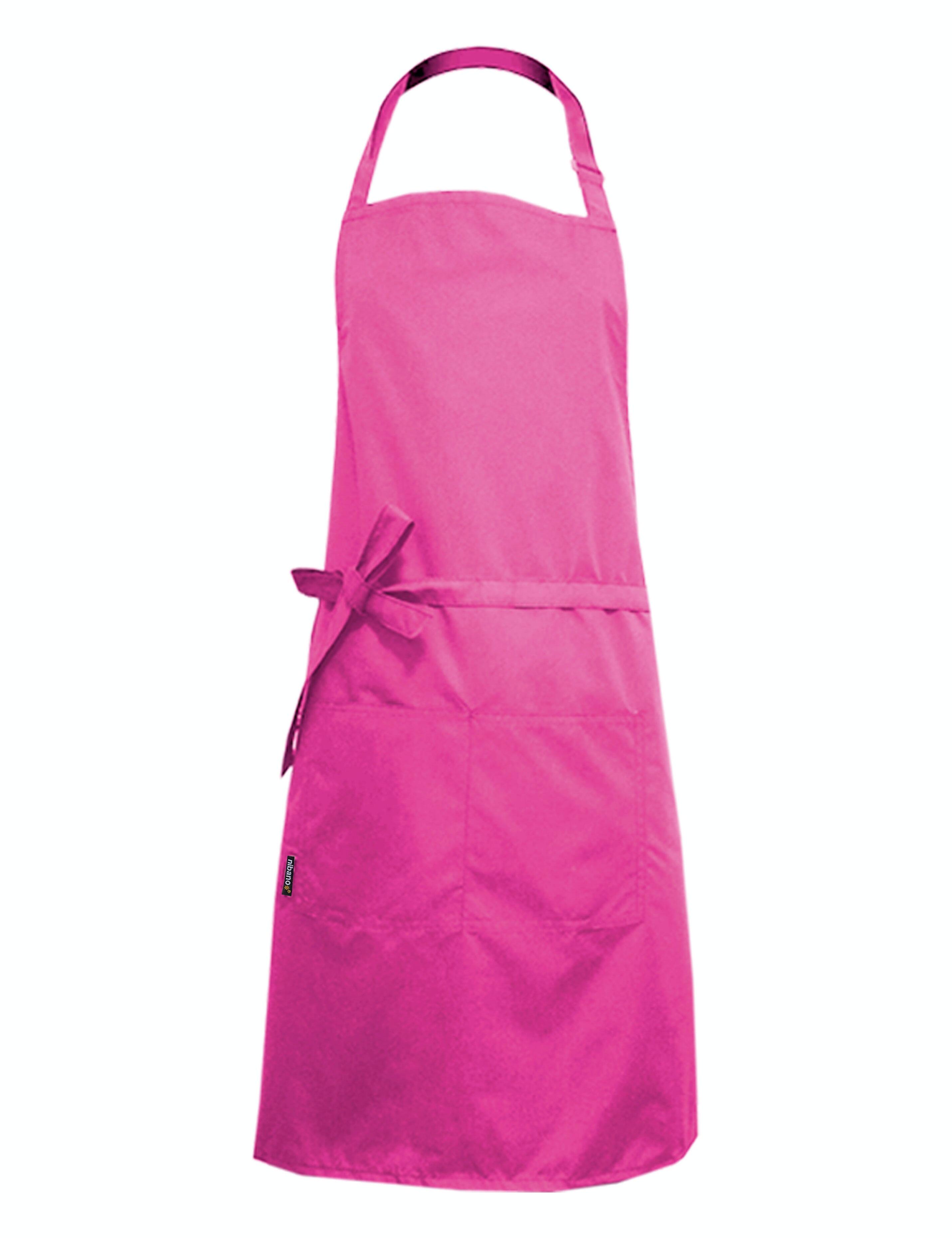 Nibano waterproof hair and beauty salon apron with pockets hot pink
