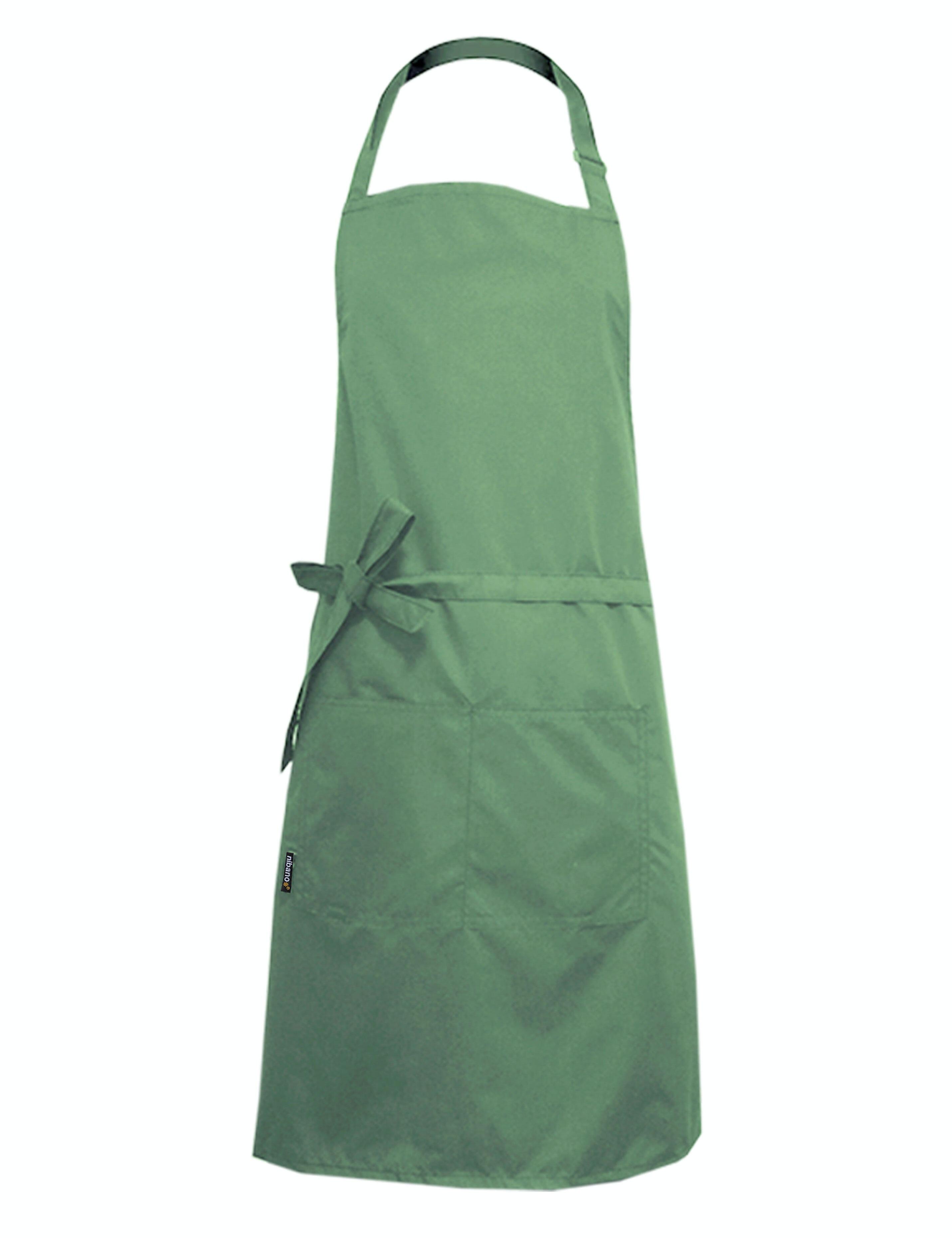 Nibano waterproof hair and beauty salon apron with pockets olive