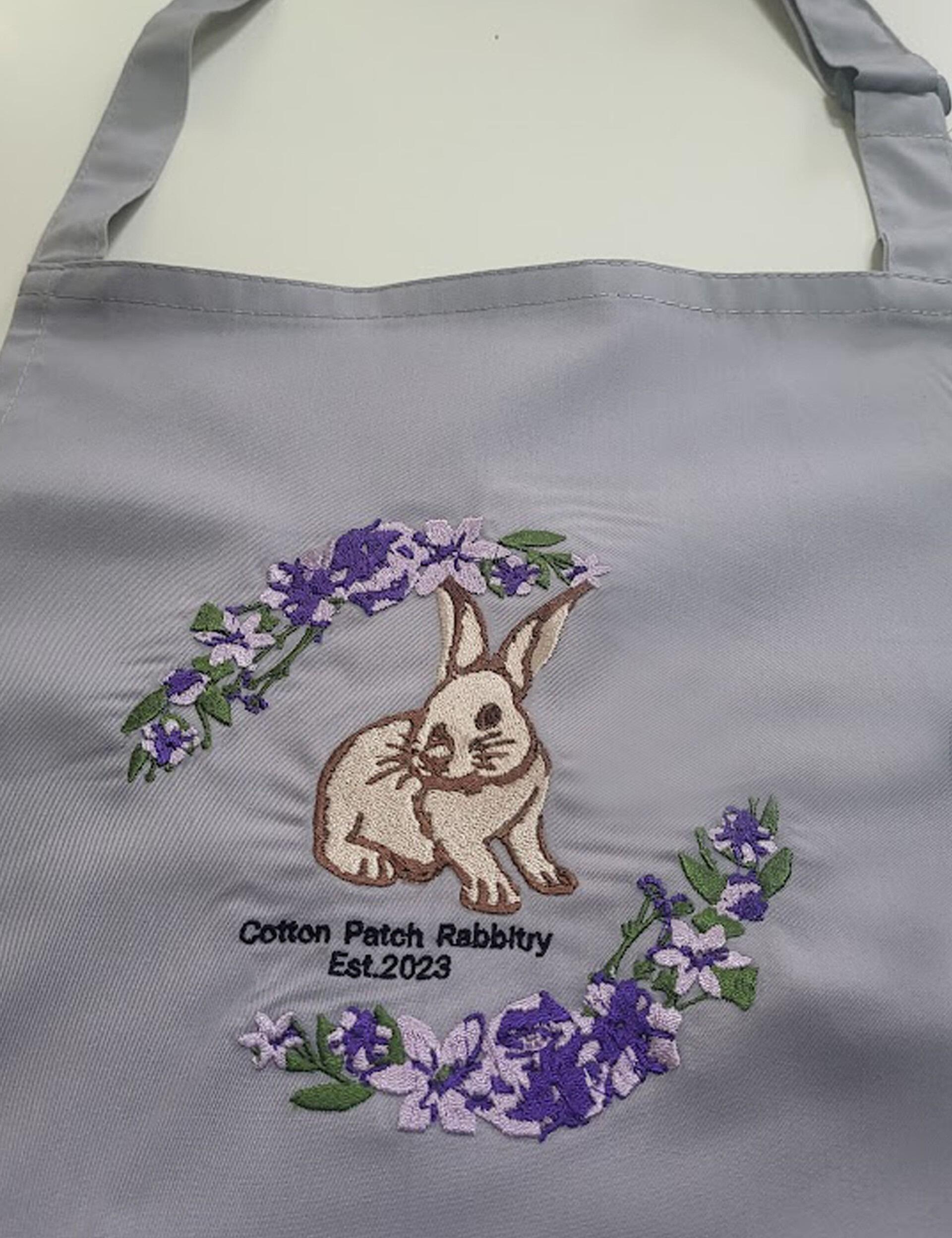 Custombella front embroidery on bib apron