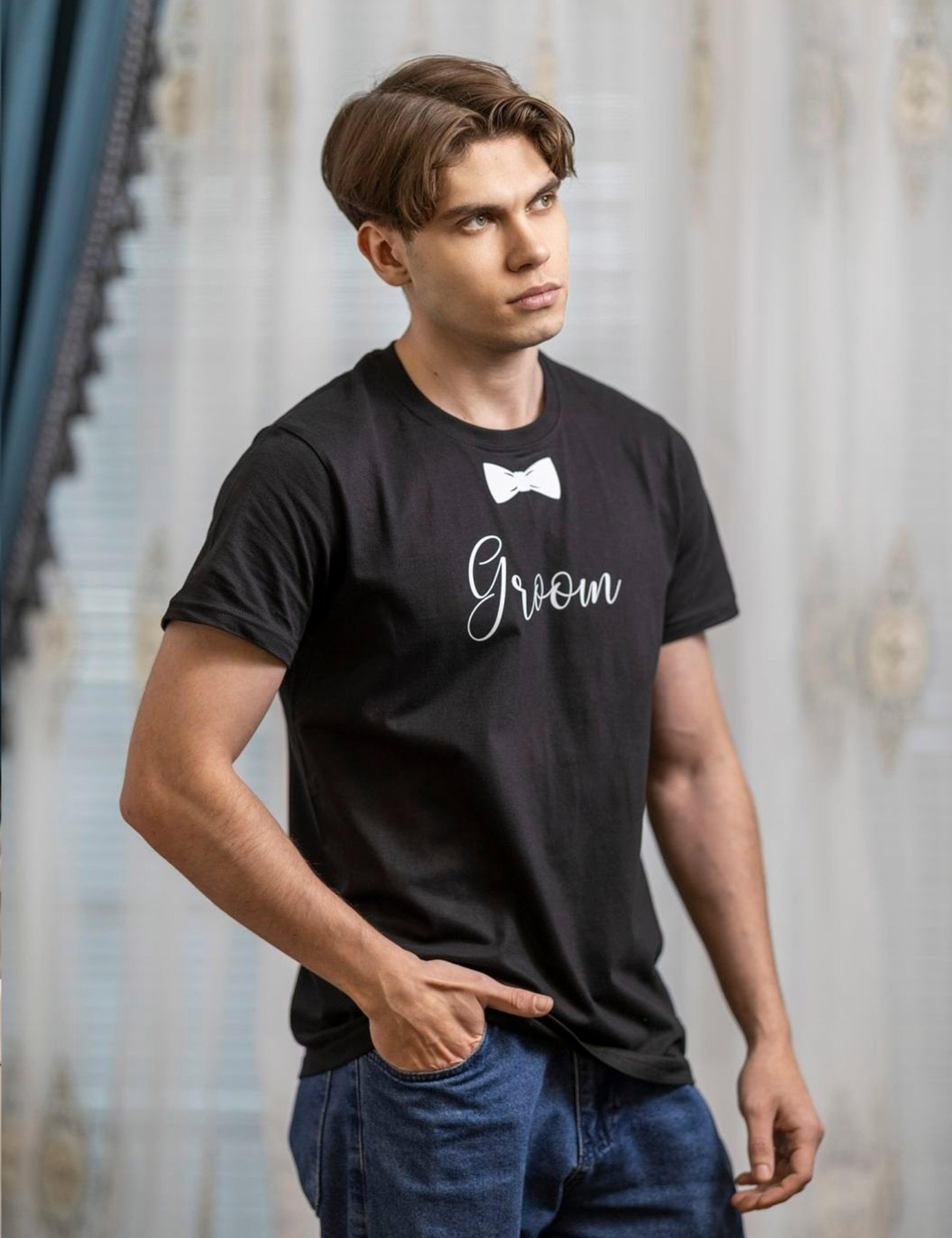 Custom groom T-shirt black with print