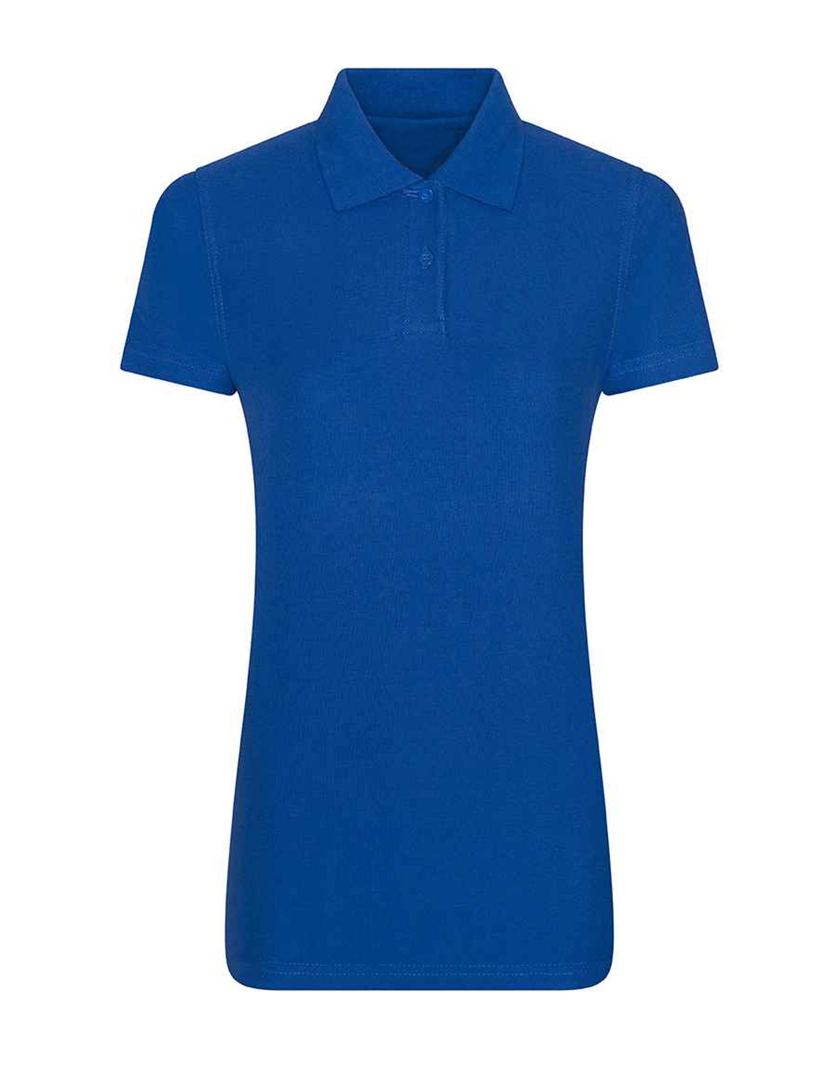 Royal blue women's polo shirt breathable polycotton fabric