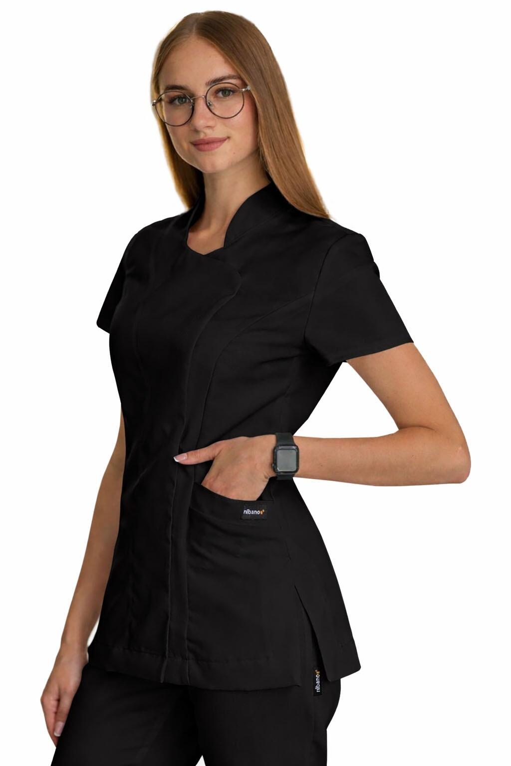 women’s black beauty tunic personalised embroidered logo