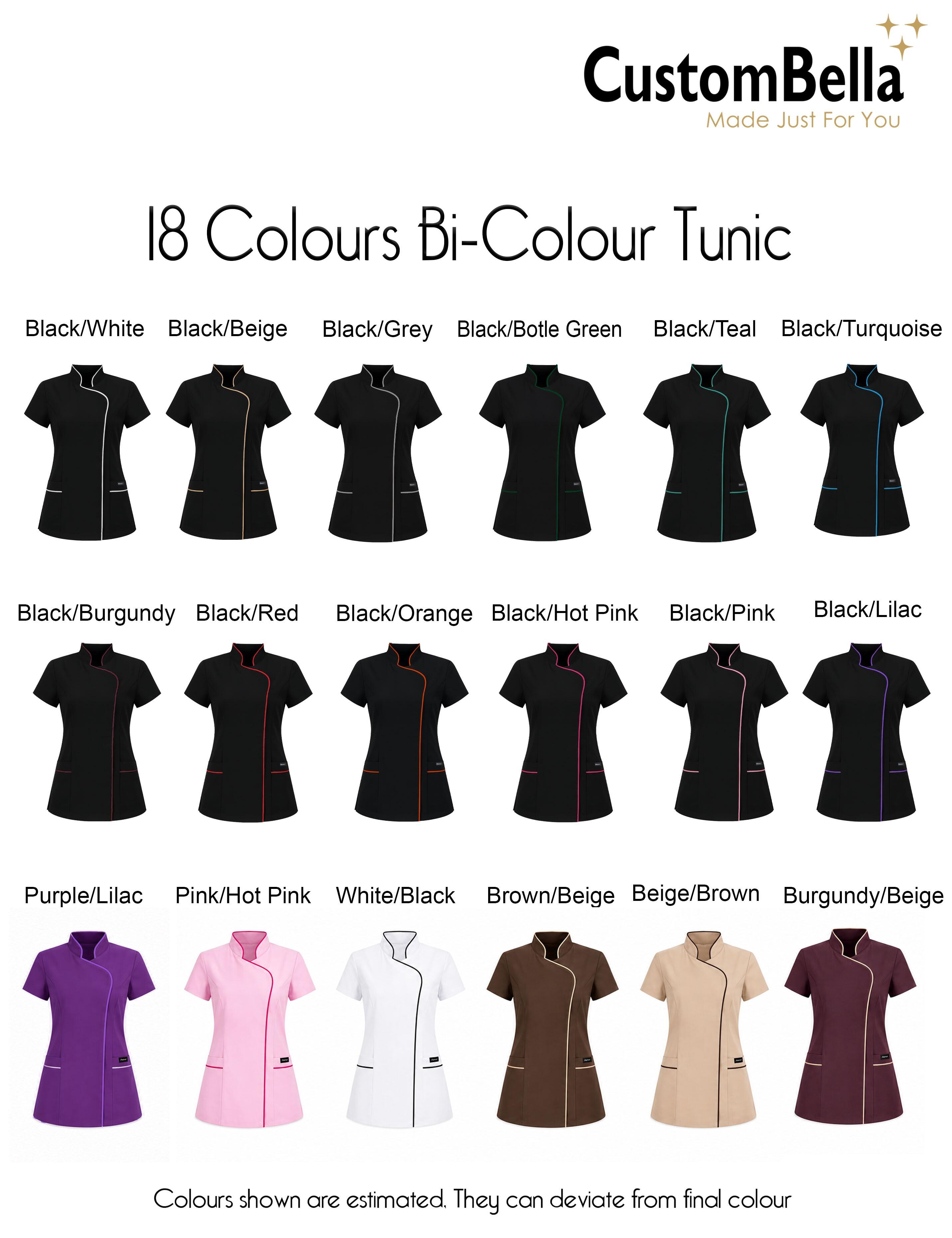 Bi-colour salon tunic black hot pink professional uniform
