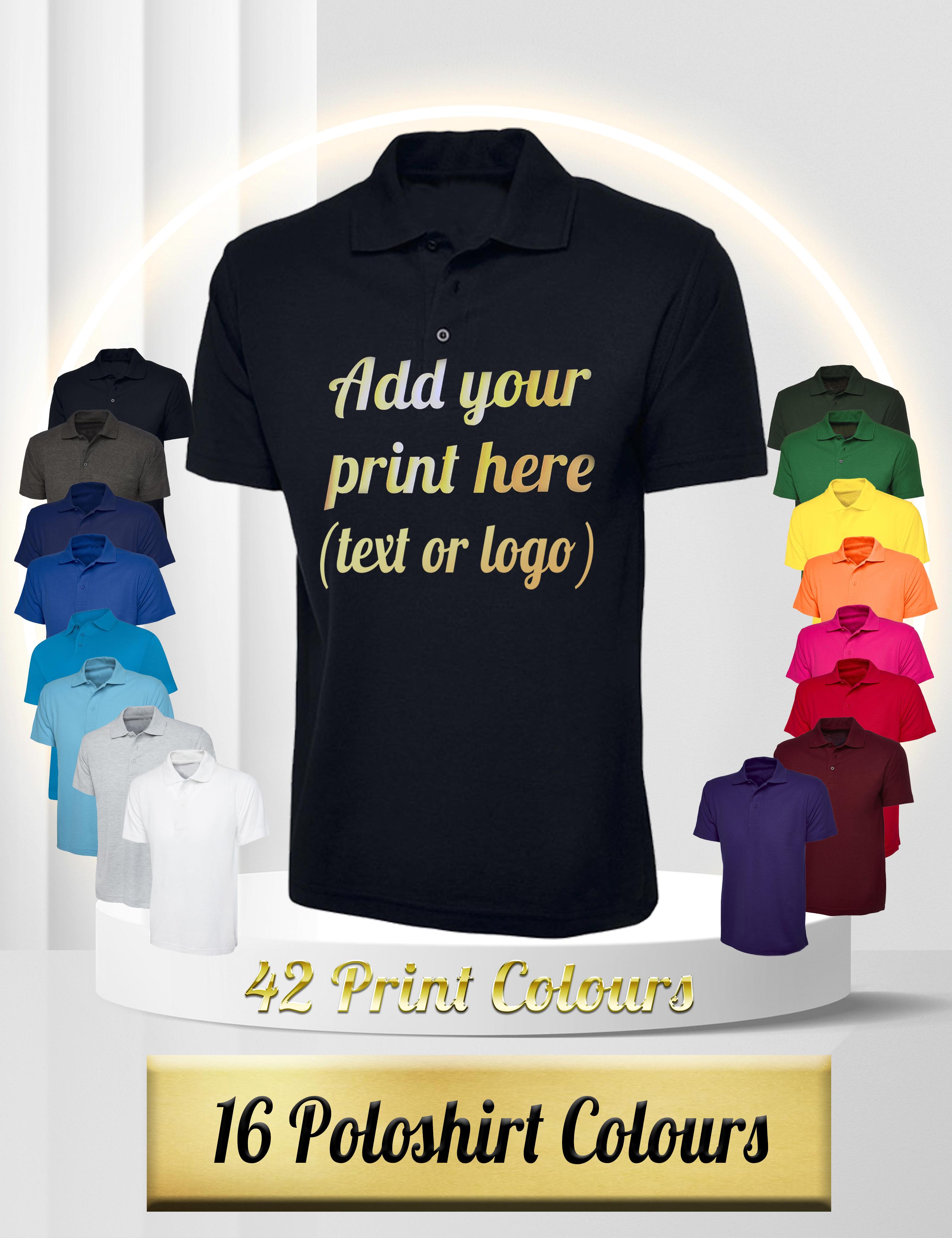 Photo printed polo shirt in 16 colours