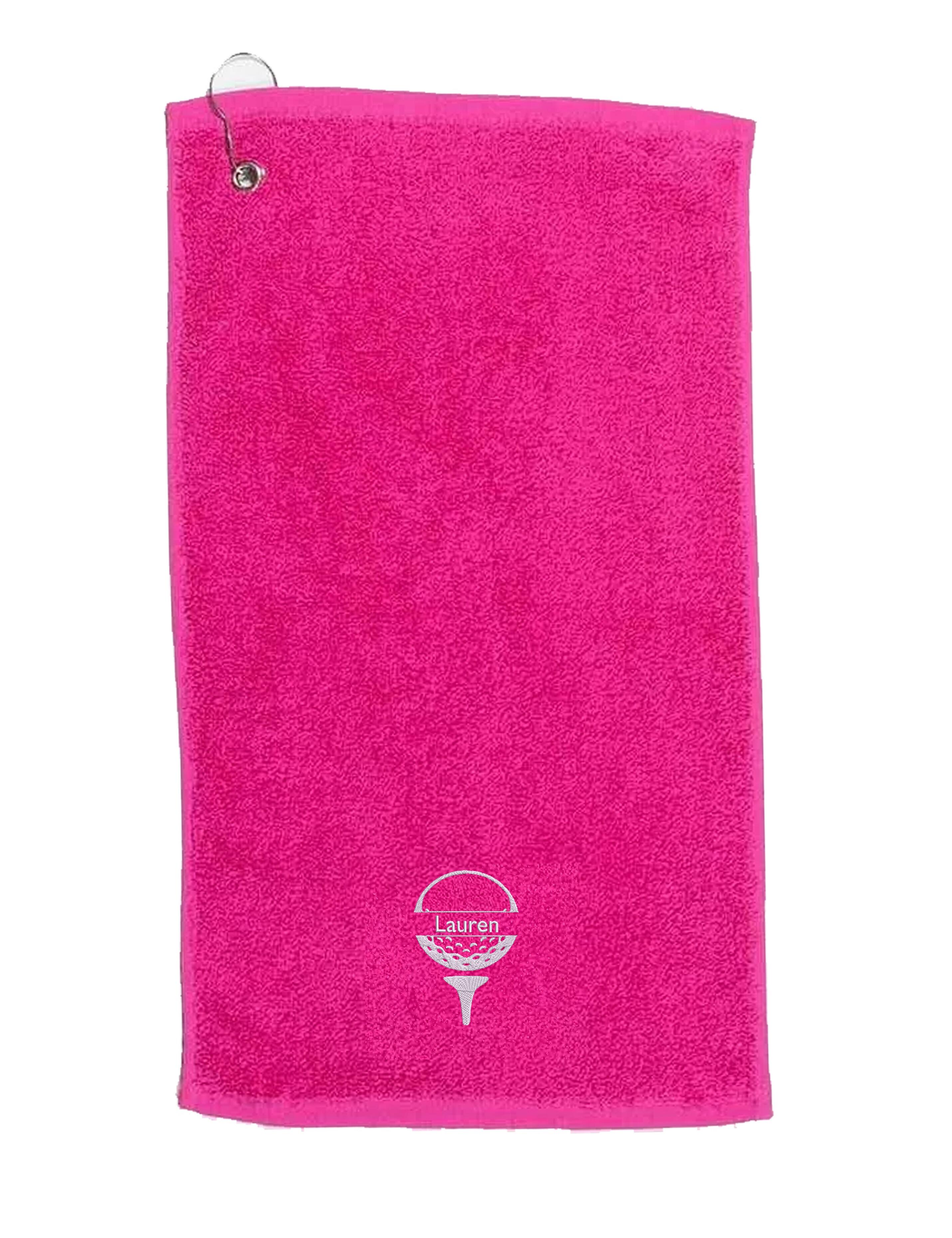 Golf Ball Design Cotton Golf Towel Hot Pink